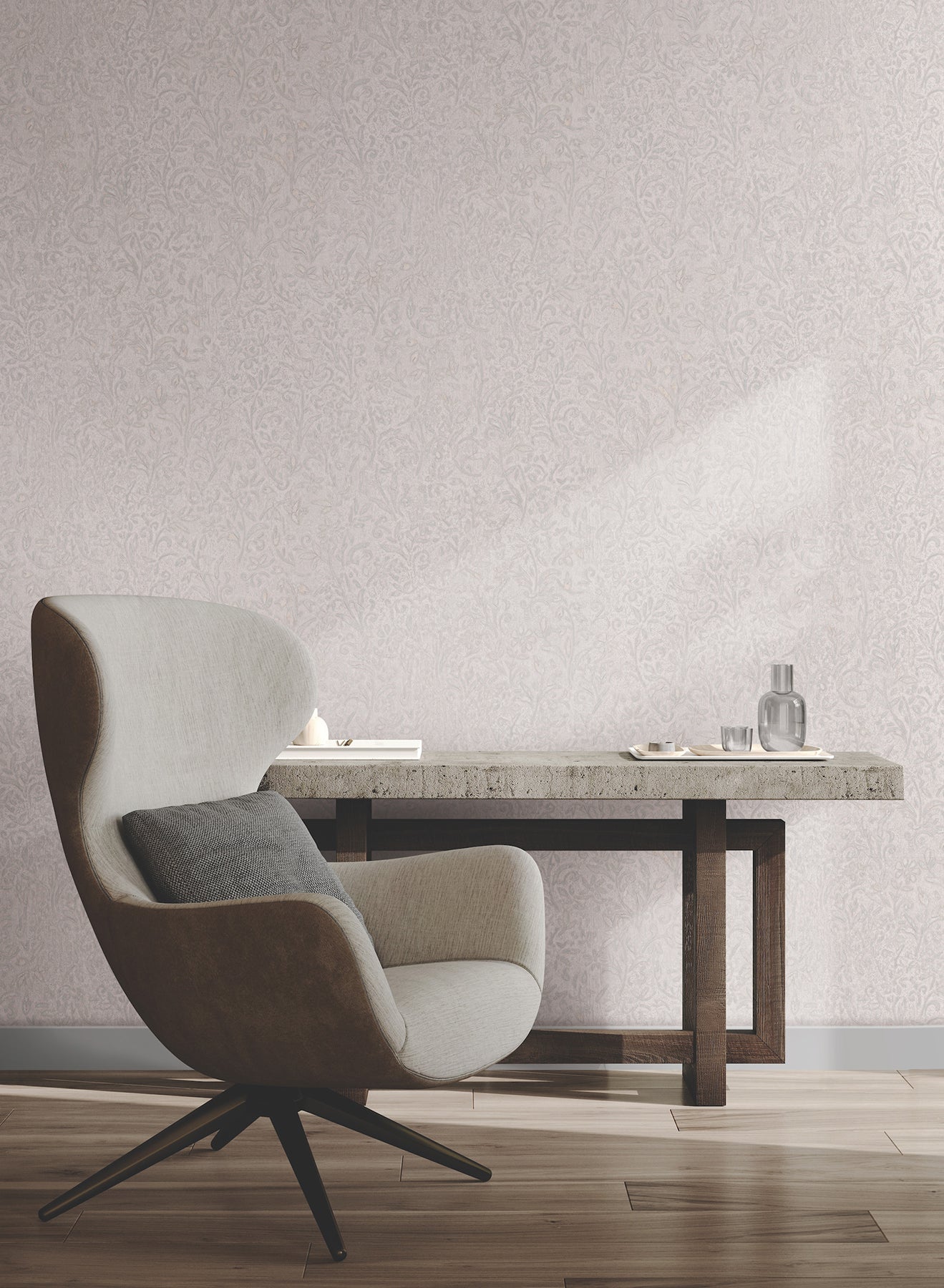 Sculpted Floral wallpaper in aqua color - pattern number MA35529 - by Antonina Vella in the Opulent Accents collection