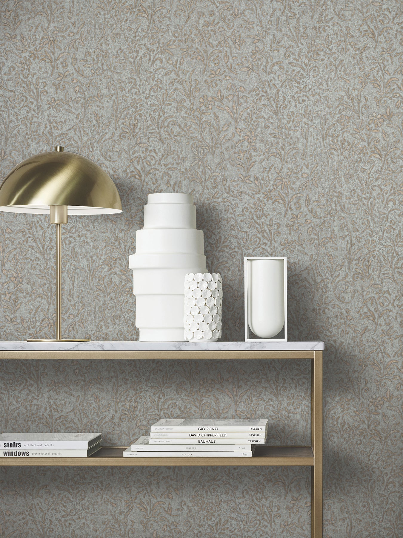 Sculpted Floral wallpaper in gold color - pattern number MA35532 - by Antonina Vella in the Opulent Accents collection