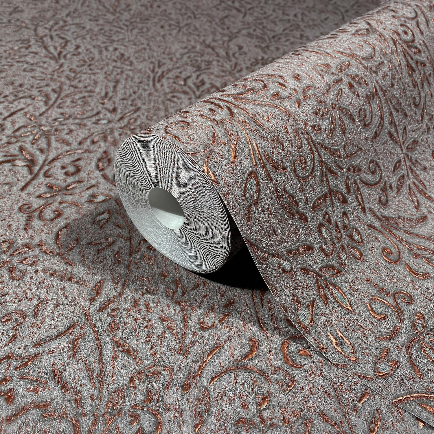 Sculpted Floral wallpaper in copper color - pattern number MA35534 - by Antonina Vella in the Opulent Accents collection