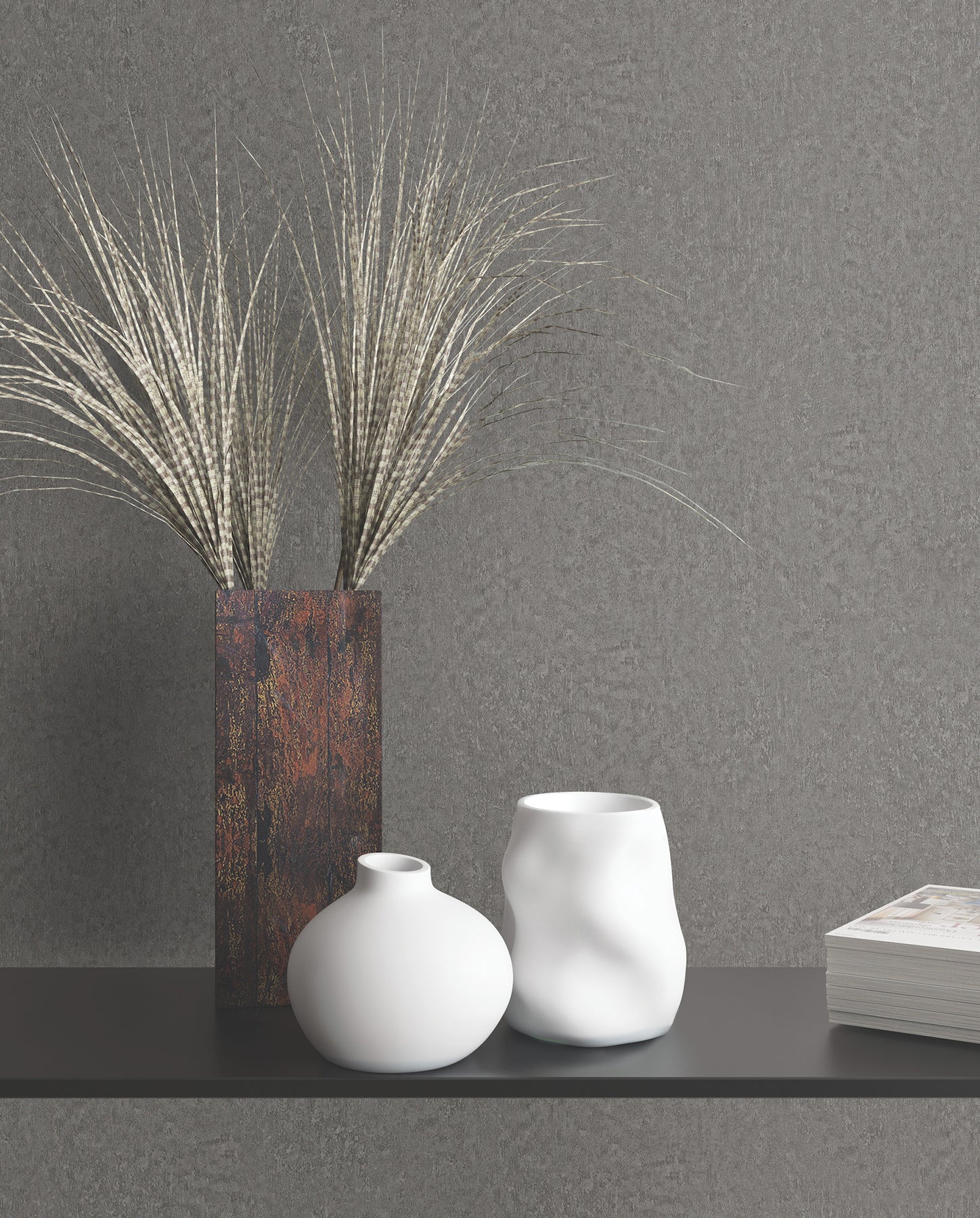 Jemma wallpaper in dark grey color - pattern number MA35541 - by Antonina Vella in the Opulent Accents collection