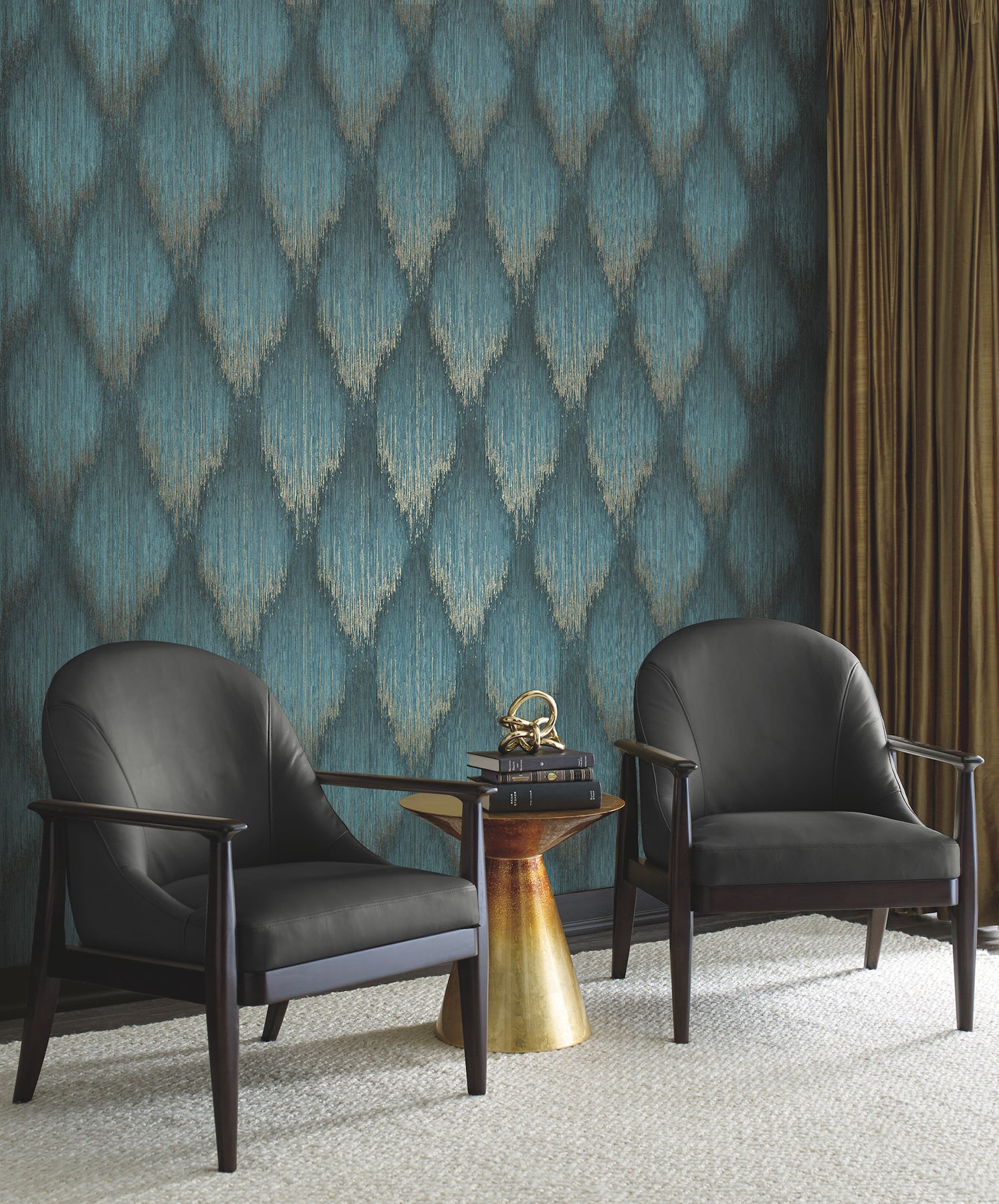 Starfall fabric in teal color - pattern number MA35806 - by Antonina Vella in the Opulent Accents collection