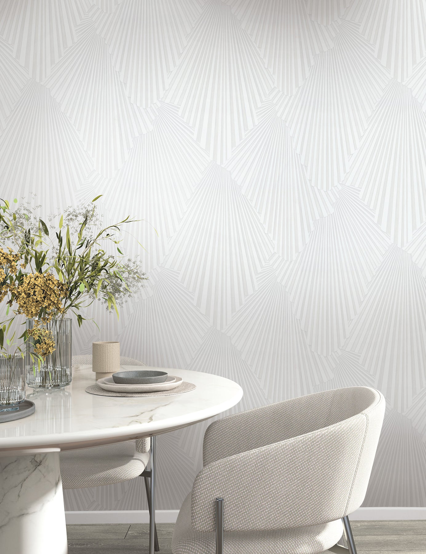 Lumiere wallpaper in white color - pattern number MA35845 - by Antonina Vella in the Opulent Accents collection