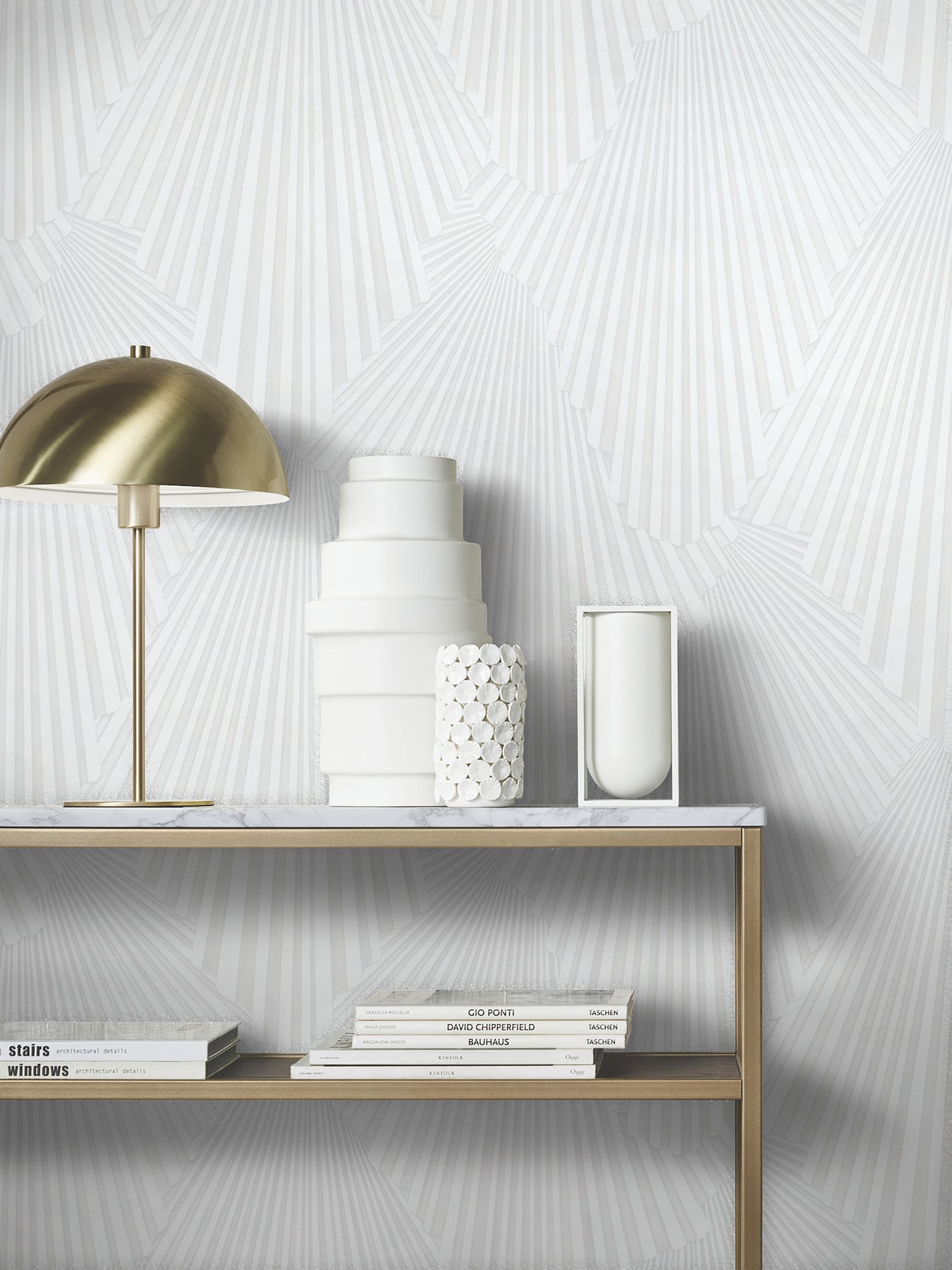 Lumiere wallpaper in white color - pattern number MA35845 - by Antonina Vella in the Opulent Accents collection