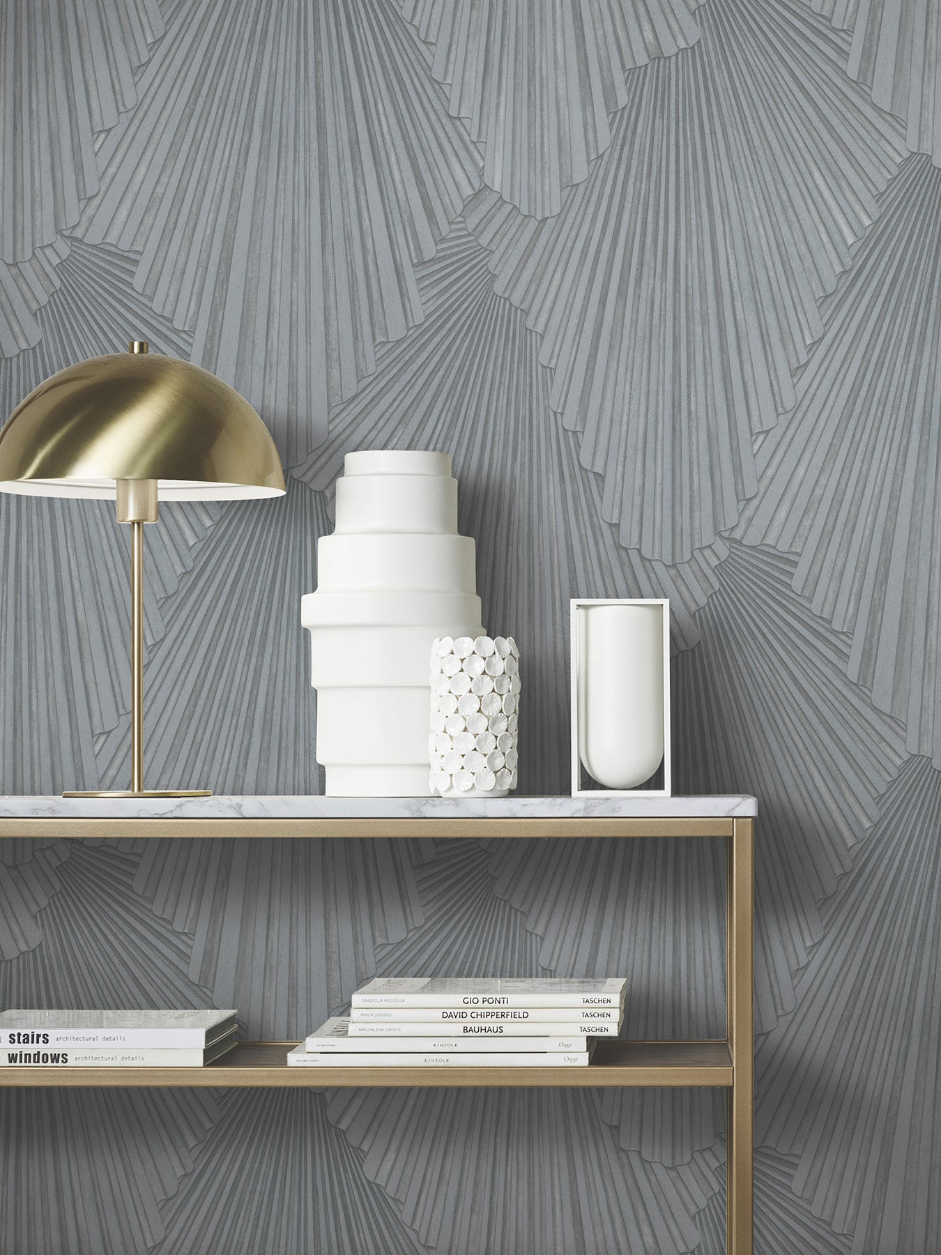 Lumiere wallpaper in pewter color - pattern number MA35849 - by Antonina Vella in the Opulent Accents collection