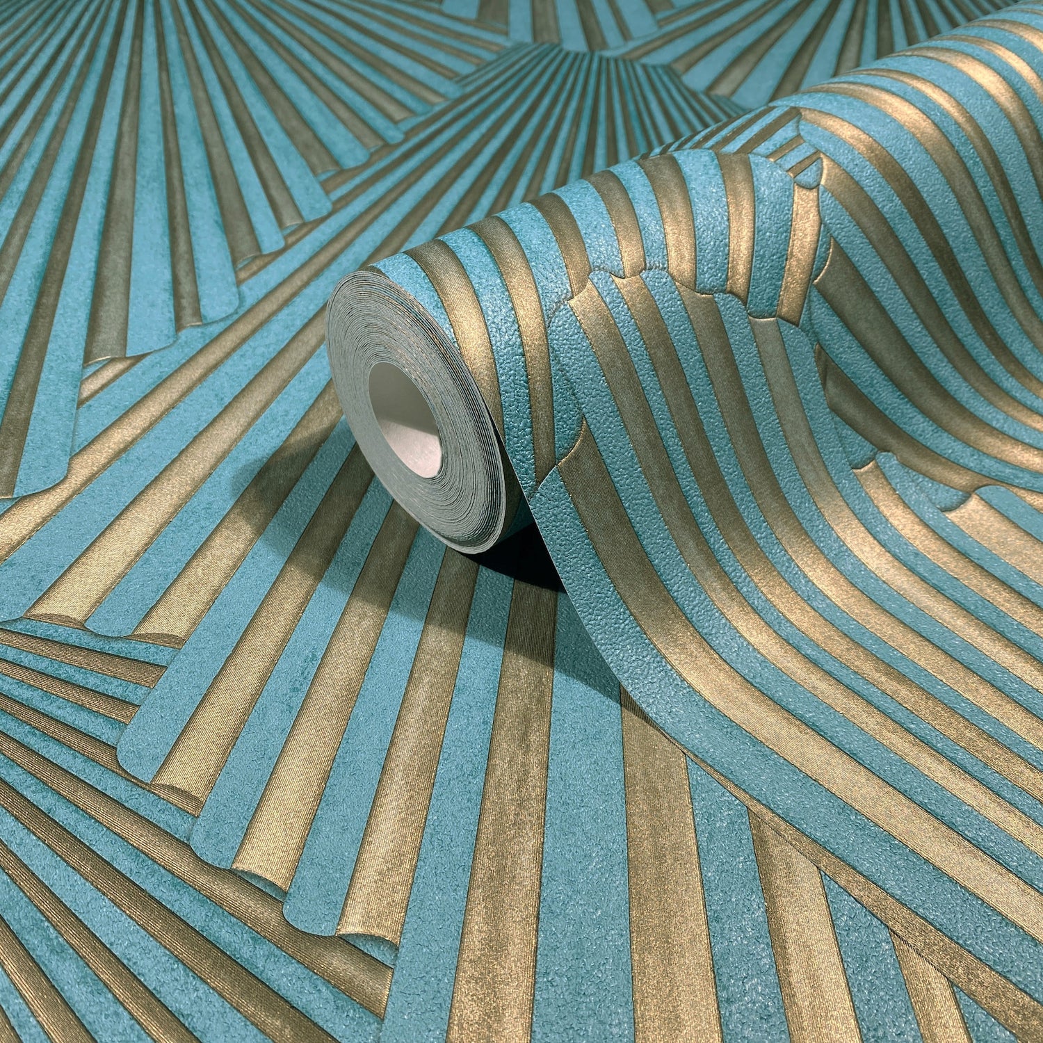 Lumiere wallpaper in teal color - pattern number MA35850 - by Antonina Vella in the Opulent Accents collection