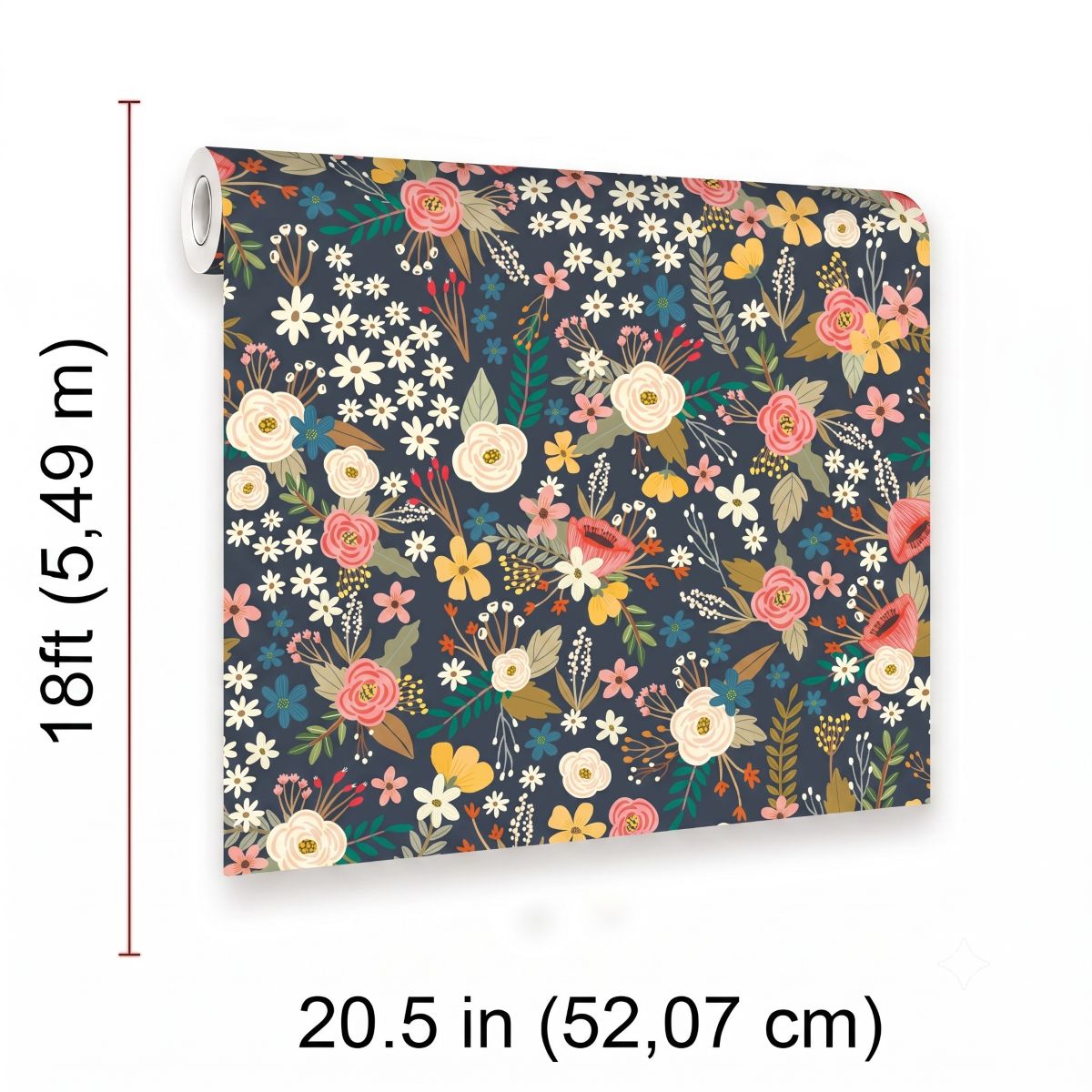 Sophie Floral Peel and Stick Wallpaper in Black color - pattern number MIAPS1-03 - by Veer Decor in the Mia Charros Peel and Stick Collection collection