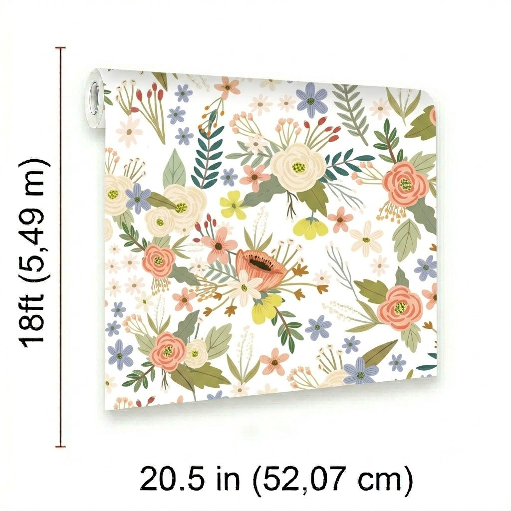 Sophie Floral Peel and Stick Wallpaper in White color - pattern number MIAPS1-04 - by Veer Decor in the Mia Charros Peel and Stick Collection collection