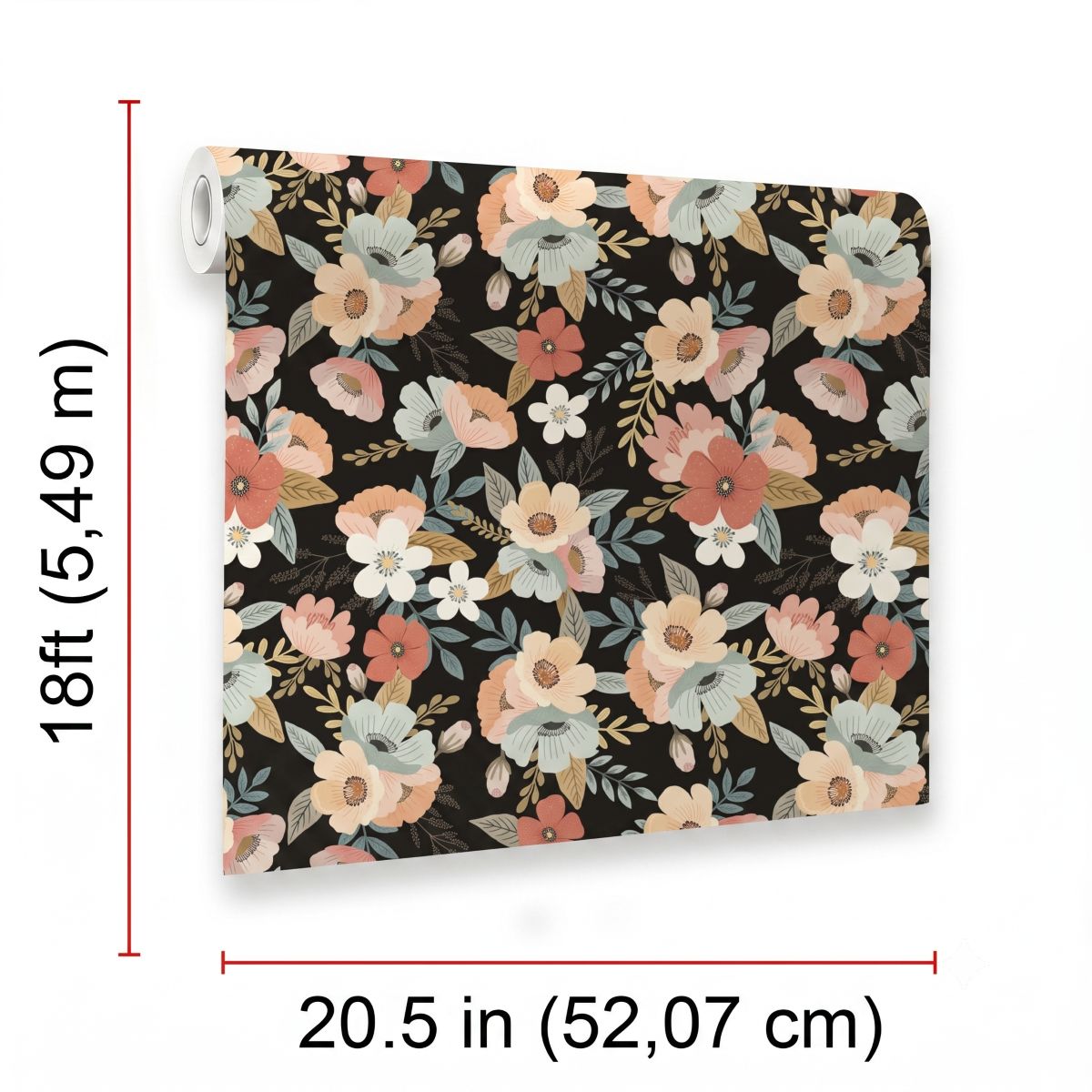 Forna Floral Peel and Stick Wallpaper in Black color - pattern number MIAPS2-02 - by Veer Decor in the Mia Charros Peel and Stick Collection collection