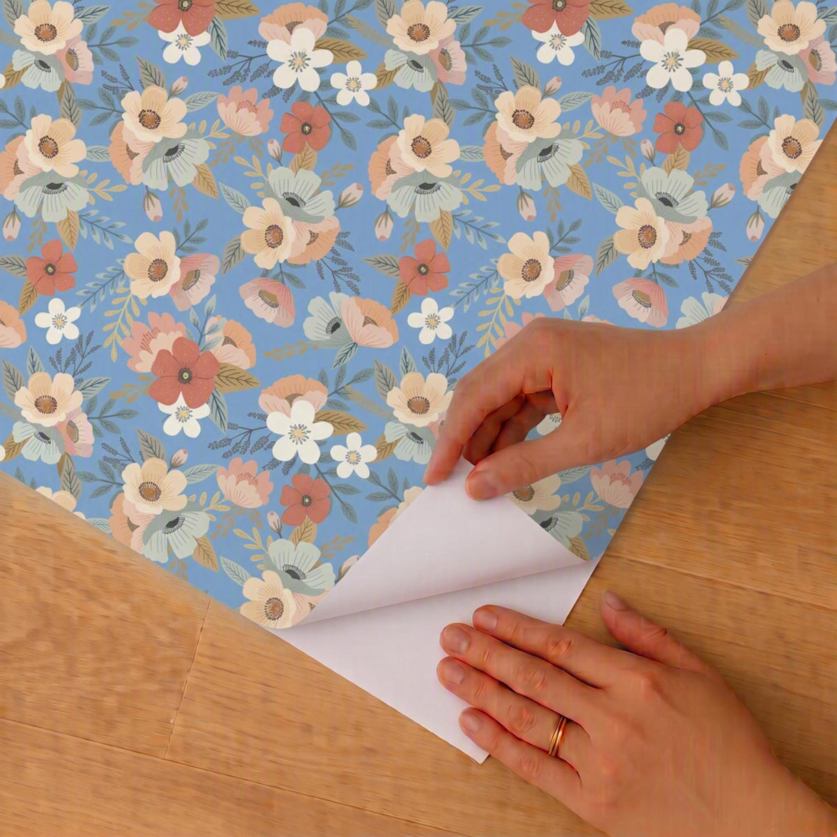 Forna Floral Peel and Stick Wallpaper in Blue color - pattern number MIAPS2-03 - by Veer Decor in the Mia Charros Peel and Stick Collection collection