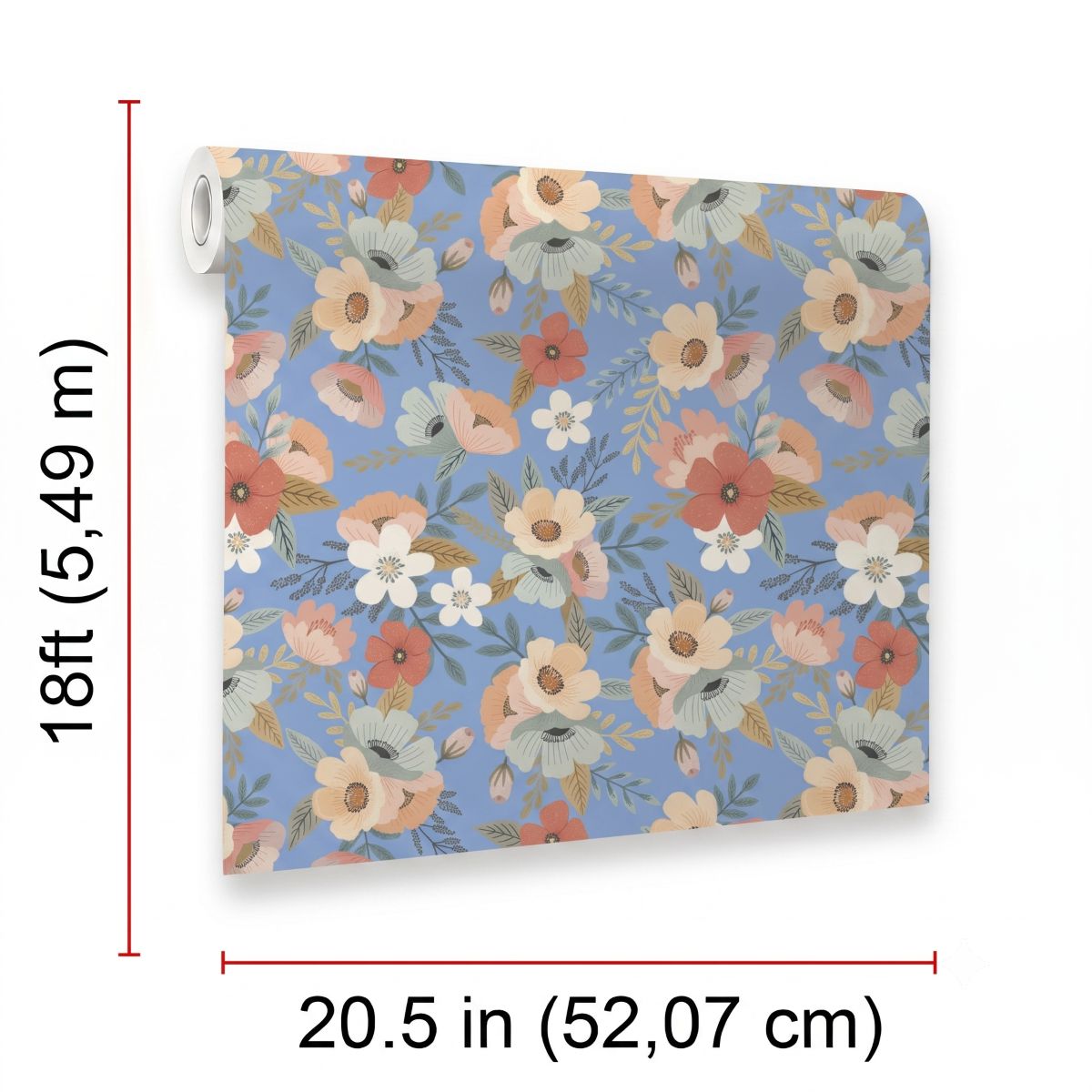 Forna Floral Peel and Stick Wallpaper in Blue color - pattern number MIAPS2-03 - by Veer Decor in the Mia Charros Peel and Stick Collection collection