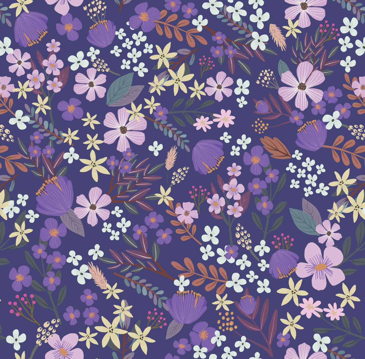 Margarida Floral Peel and Stick Wallpaper in Purple color - pattern number MIAPS3-01 - by Veer Decor in the Mia Charros Peel and Stick Collection collection
