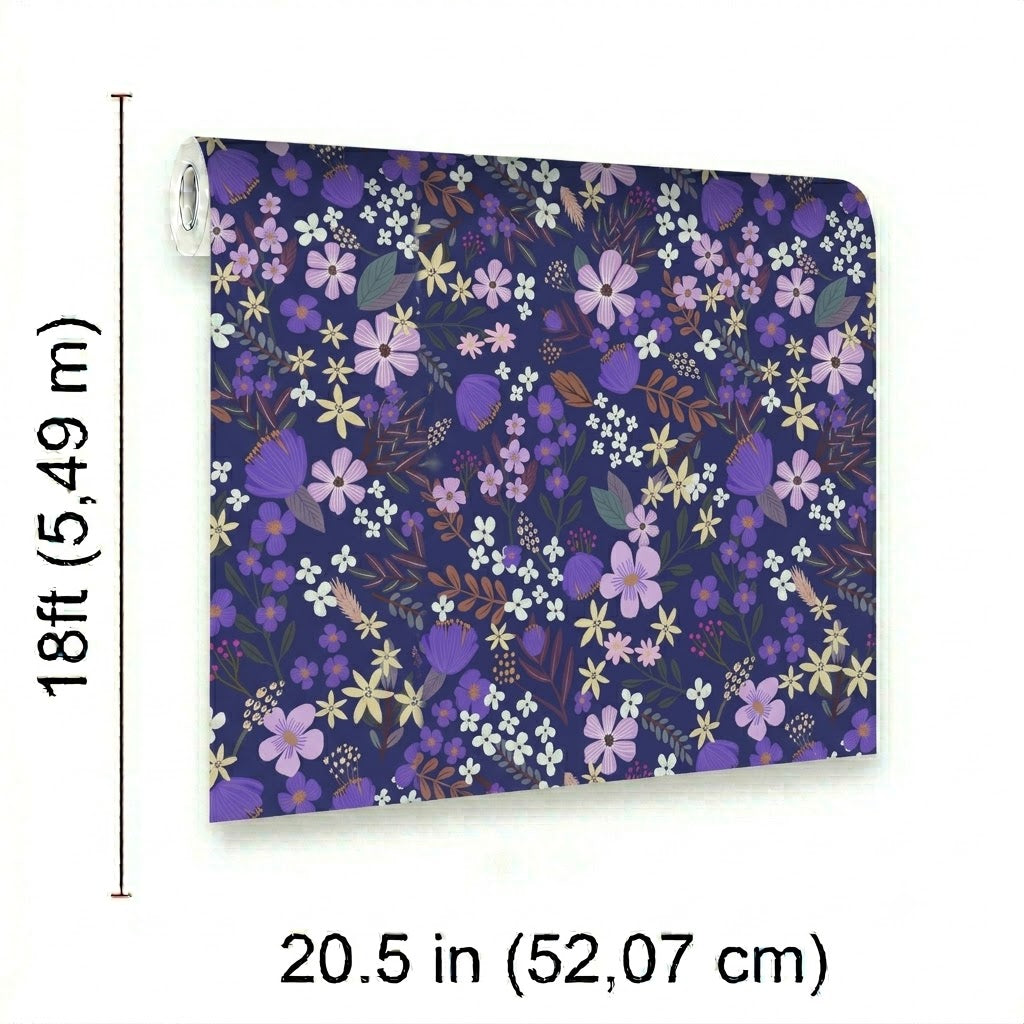 Margarida Floral Peel and Stick Wallpaper in Purple color - pattern number MIAPS3-01 - by Veer Decor in the Mia Charros Peel and Stick Collection collection