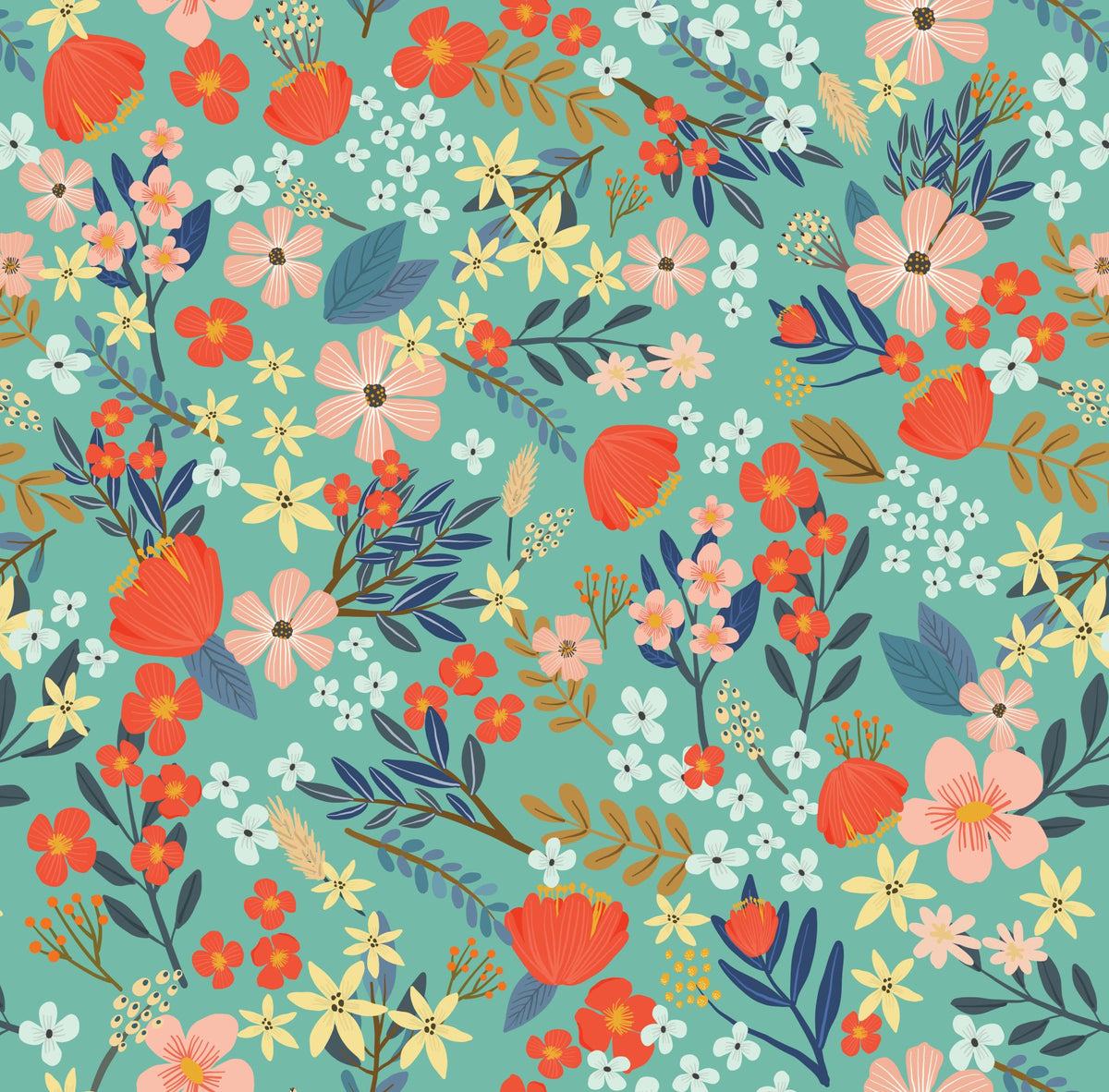 Margarida Floral Peel and Stick Wallpaper in Green color - pattern number MIAPS3-02 - by Veer Decor in the Mia Charros Peel and Stick Collection collection