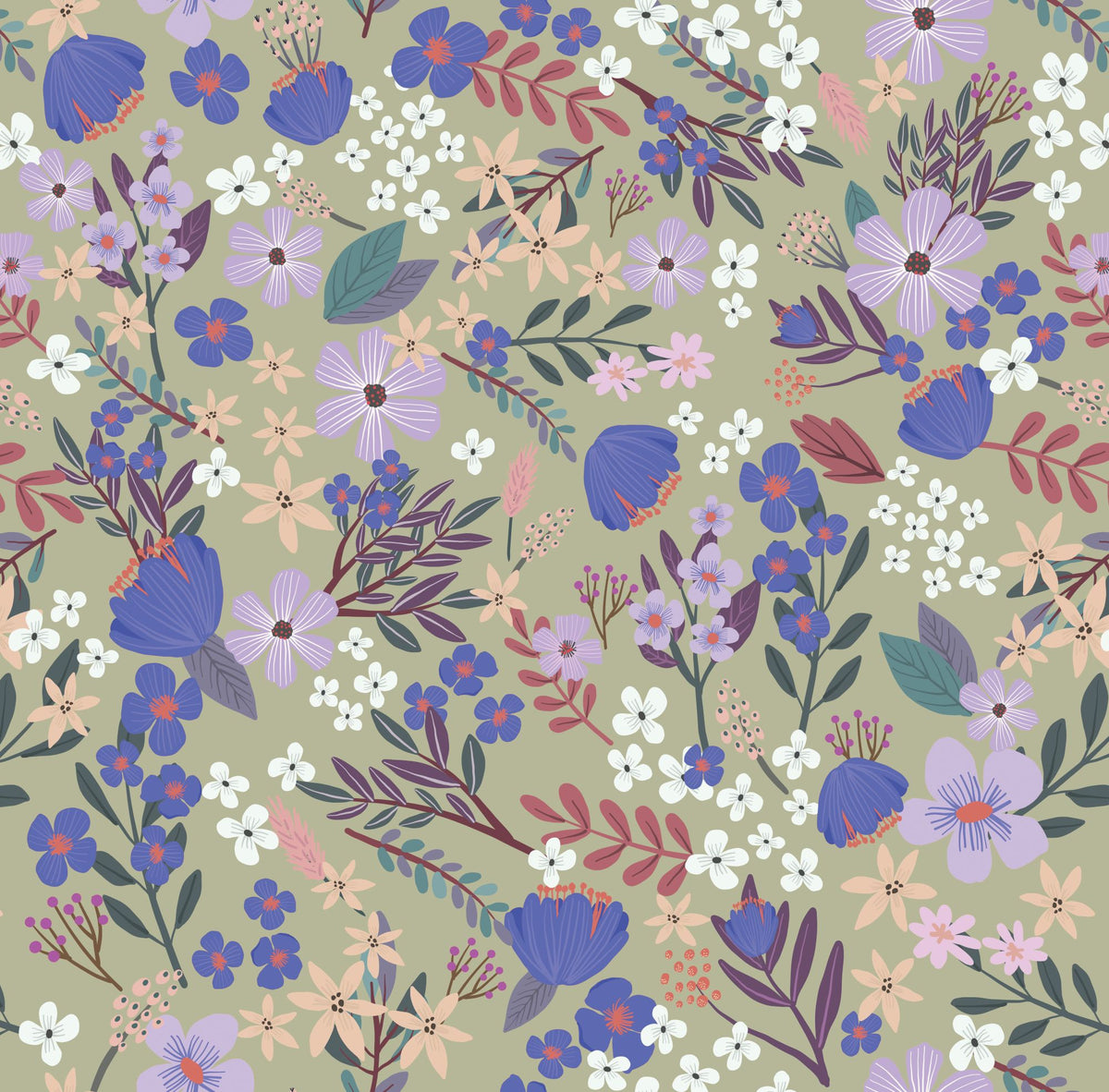 Margarida Floral Peel and Stick Wallpaper in Sage color - pattern number MIAPS3-03 - by Veer Decor in the Mia Charros Peel and Stick Collection collection