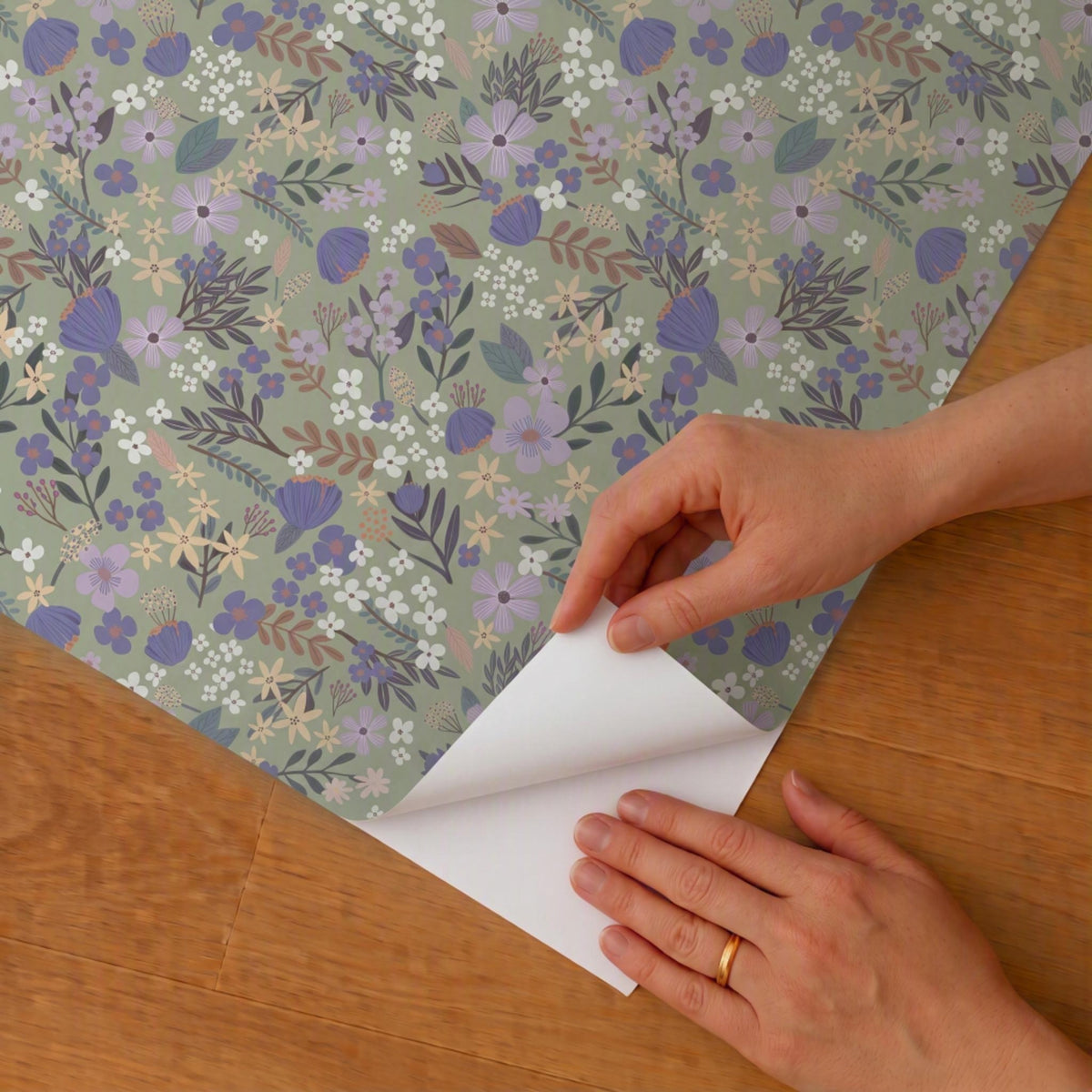Margarida Floral Peel and Stick Wallpaper in Sage color - pattern number MIAPS3-03 - by Veer Decor in the Mia Charros Peel and Stick Collection collection