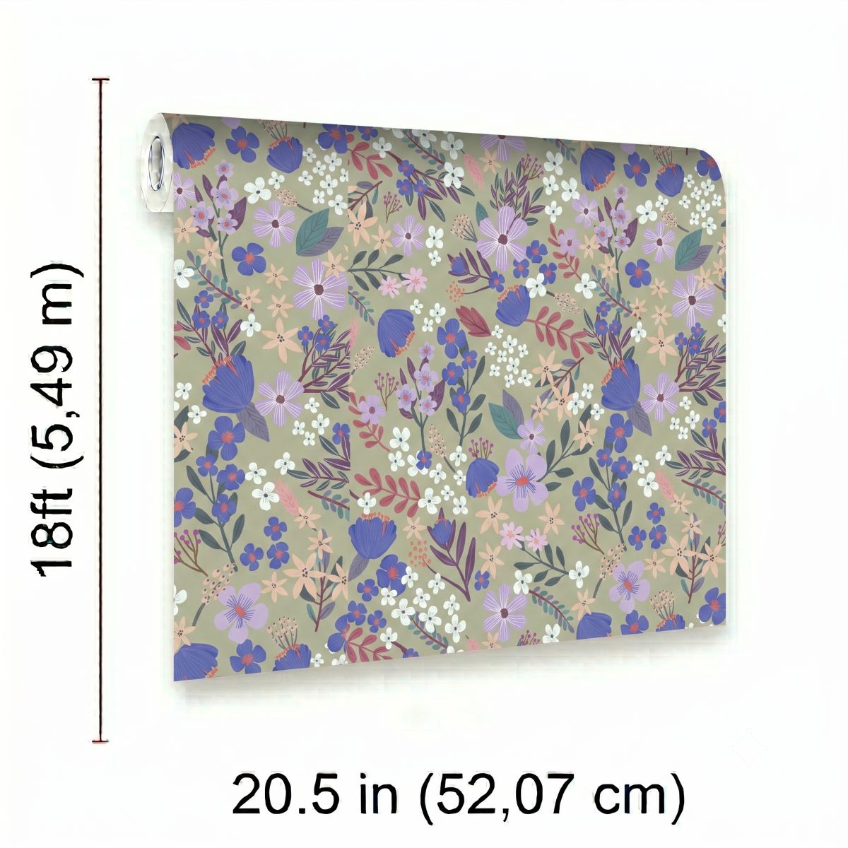 Margarida Floral Peel and Stick Wallpaper in Sage color - pattern number MIAPS3-03 - by Veer Decor in the Mia Charros Peel and Stick Collection collection