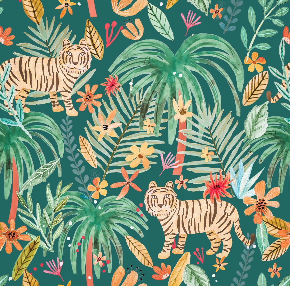 Jungle Jumboree Peel and Stick Wallpaper in Green color - pattern number MIAPS4-01 - by Veer Decor in the Mia Charros Peel and Stick Collection collection