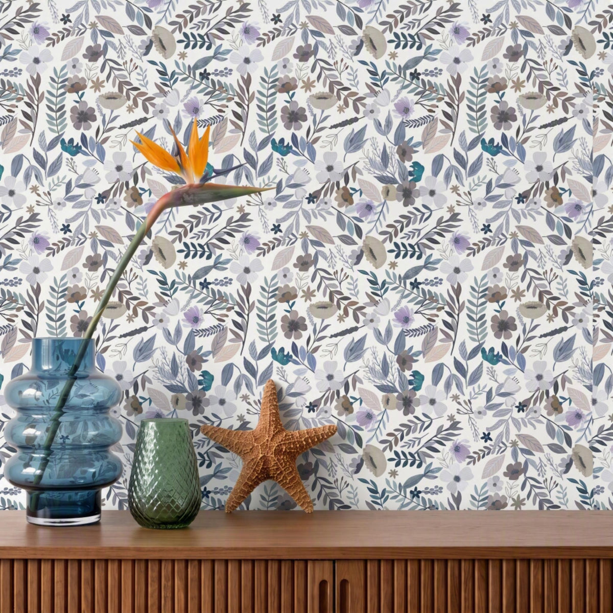 Emilie Floral Peel and Stick Wallpaper in Grey color - pattern number MIAPS6-02 - by Veer Decor in the Mia Charros Peel and Stick Collection collection