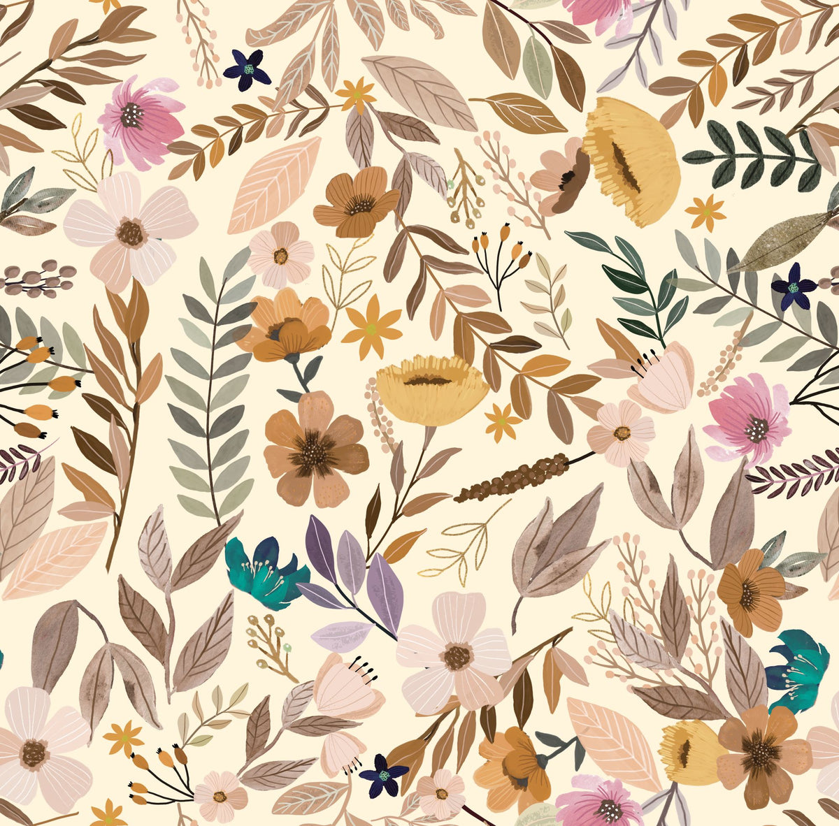 Emilie Floral Peel and Stick Wallpaper in Sepia color - pattern number MIAPS6-03 - by Veer Decor in the Mia Charros Peel and Stick Collection collection