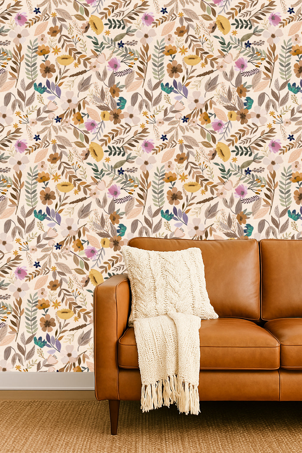 Emilie Floral Peel and Stick Wallpaper in Sepia color - pattern number MIAPS6-03 - by Veer Decor in the Mia Charros Peel and Stick Collection collection
