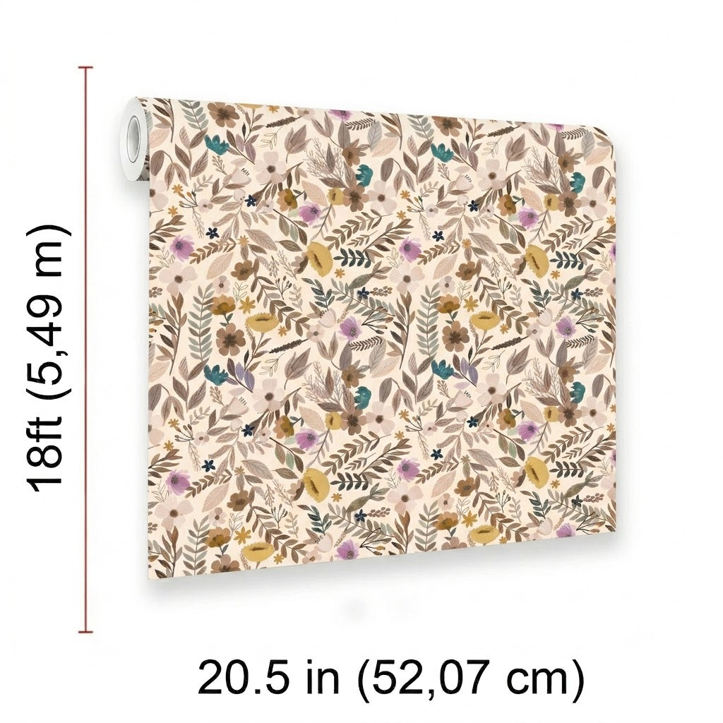 Emilie Floral Peel and Stick Wallpaper in Sepia color - pattern number MIAPS6-03 - by Veer Decor in the Mia Charros Peel and Stick Collection collection