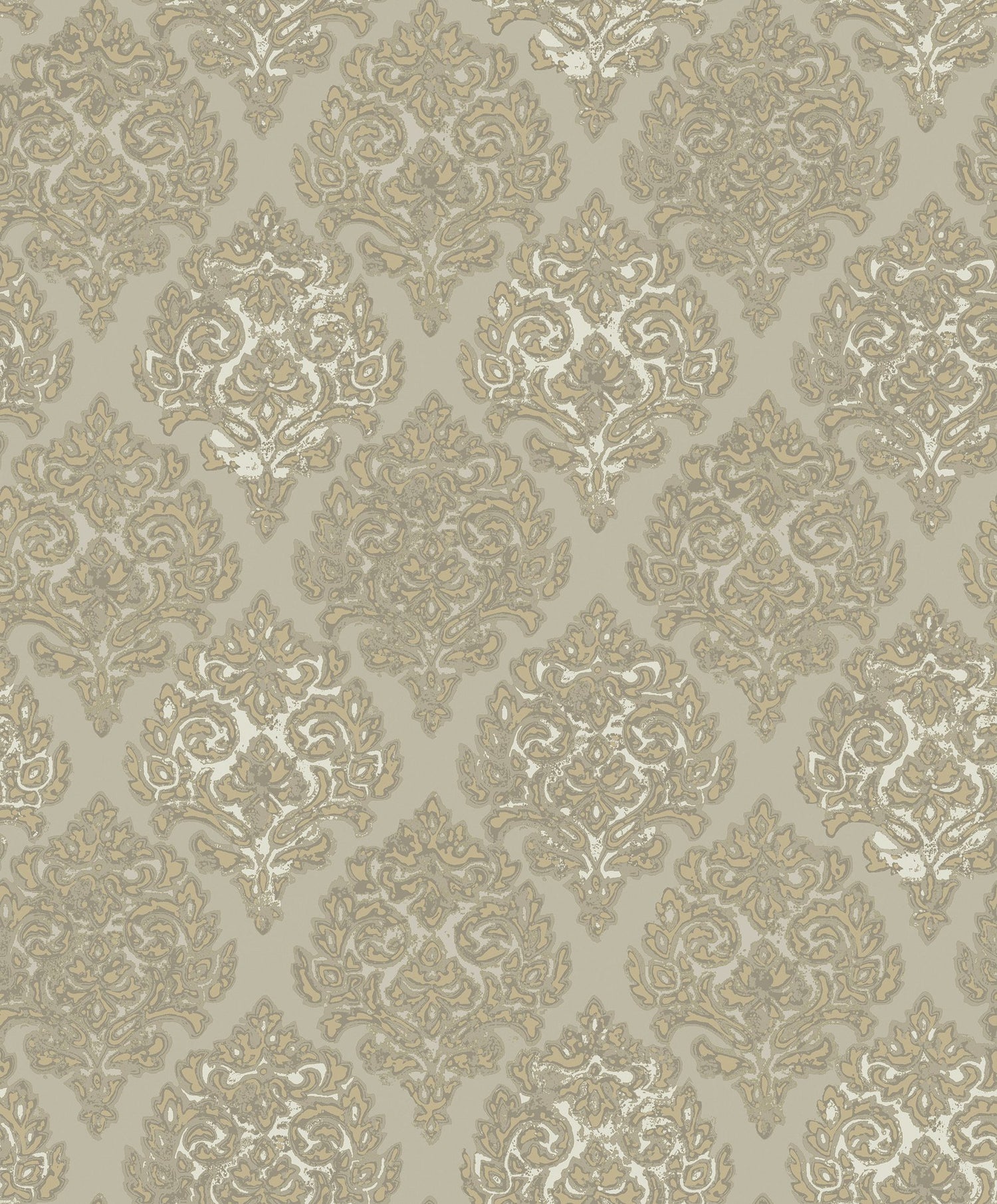 Modern Damask wallpaper in gold color - pattern number MT2022 - by Galerie in the Lustre collection