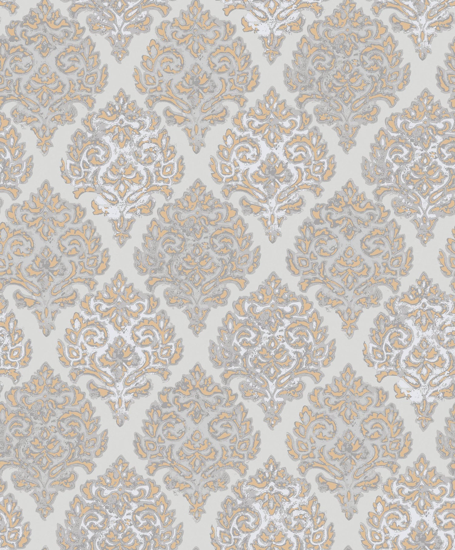 Modern Damask wallpaper in rose gold color - pattern number MT2035 - by Galerie in the Lustre collection