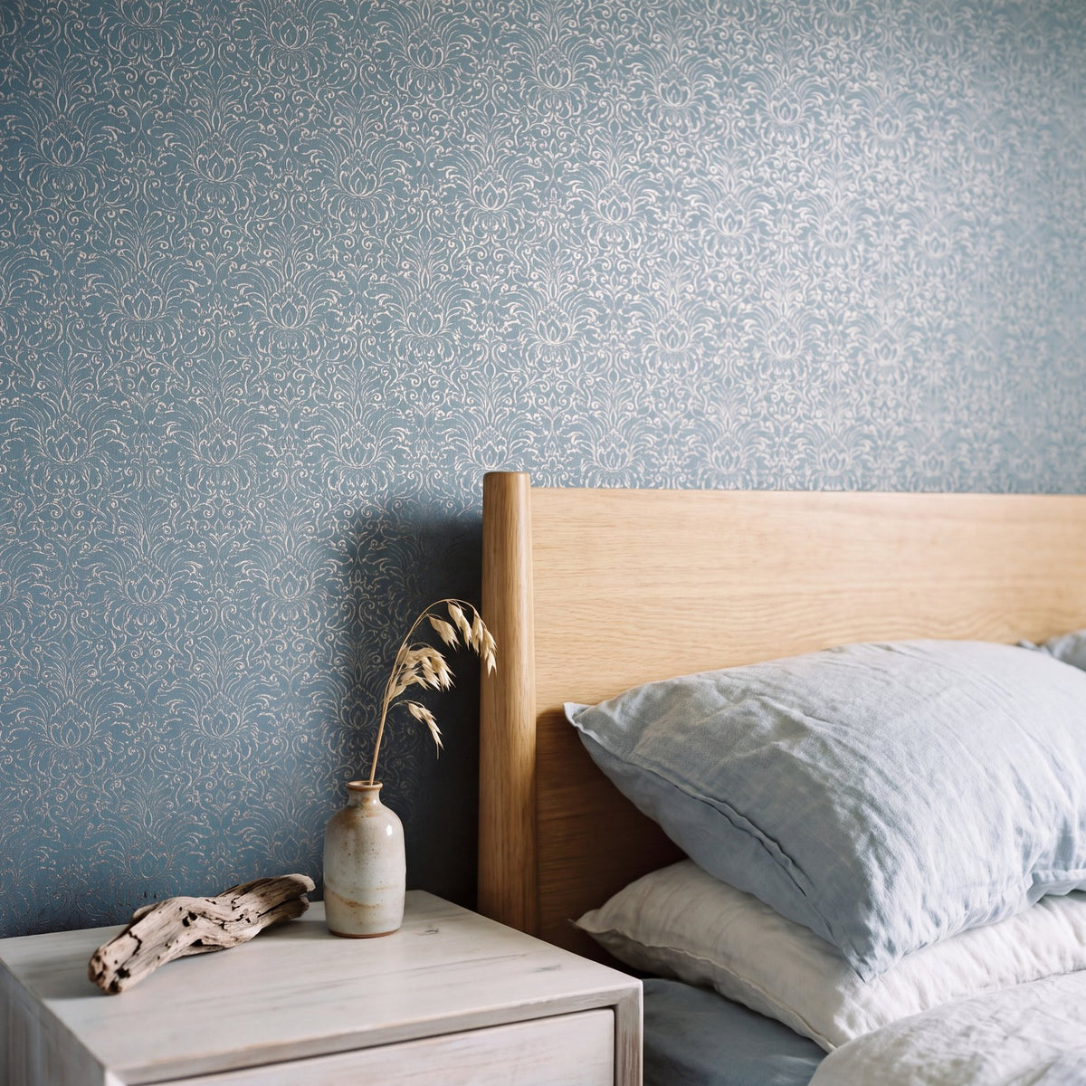 Damask Wallpaper in Blue color - pattern number MX88003 - by Galerie in the Metallic FX 2 collection