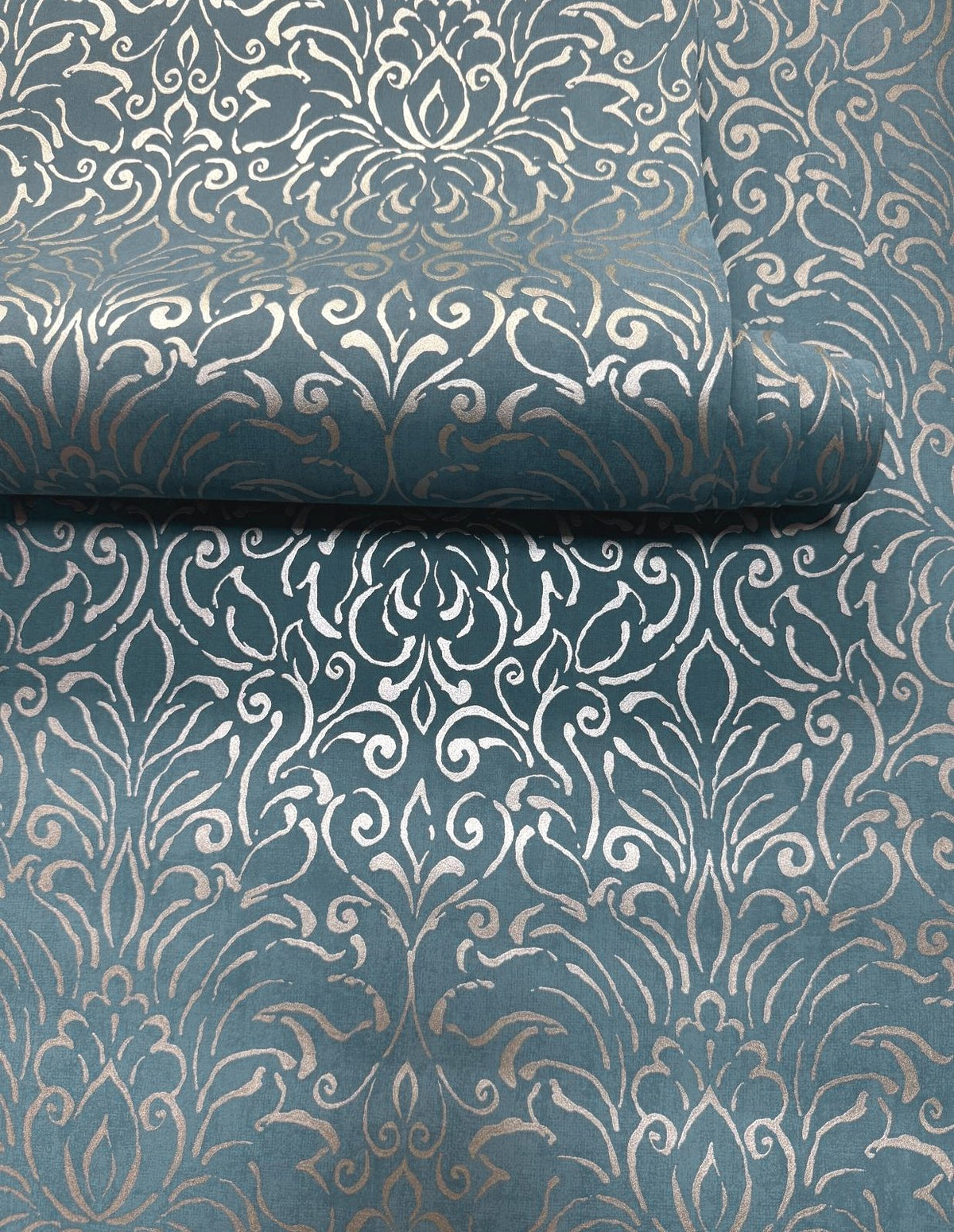 Damask Wallpaper in Blue color - pattern number MX88003 - by Galerie in the Metallic FX 2 collection