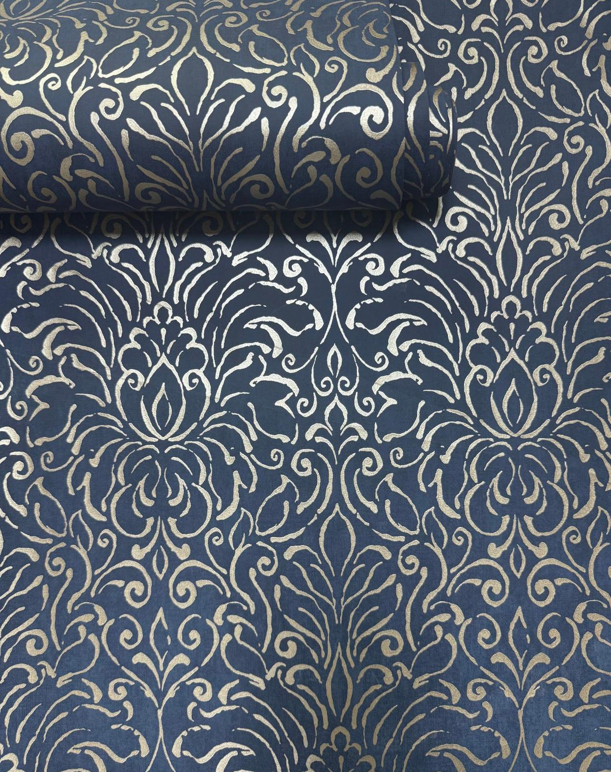 Damask Wallpaper in Blue color - pattern number MX88004 - by Galerie in the Metallic FX 2 collection