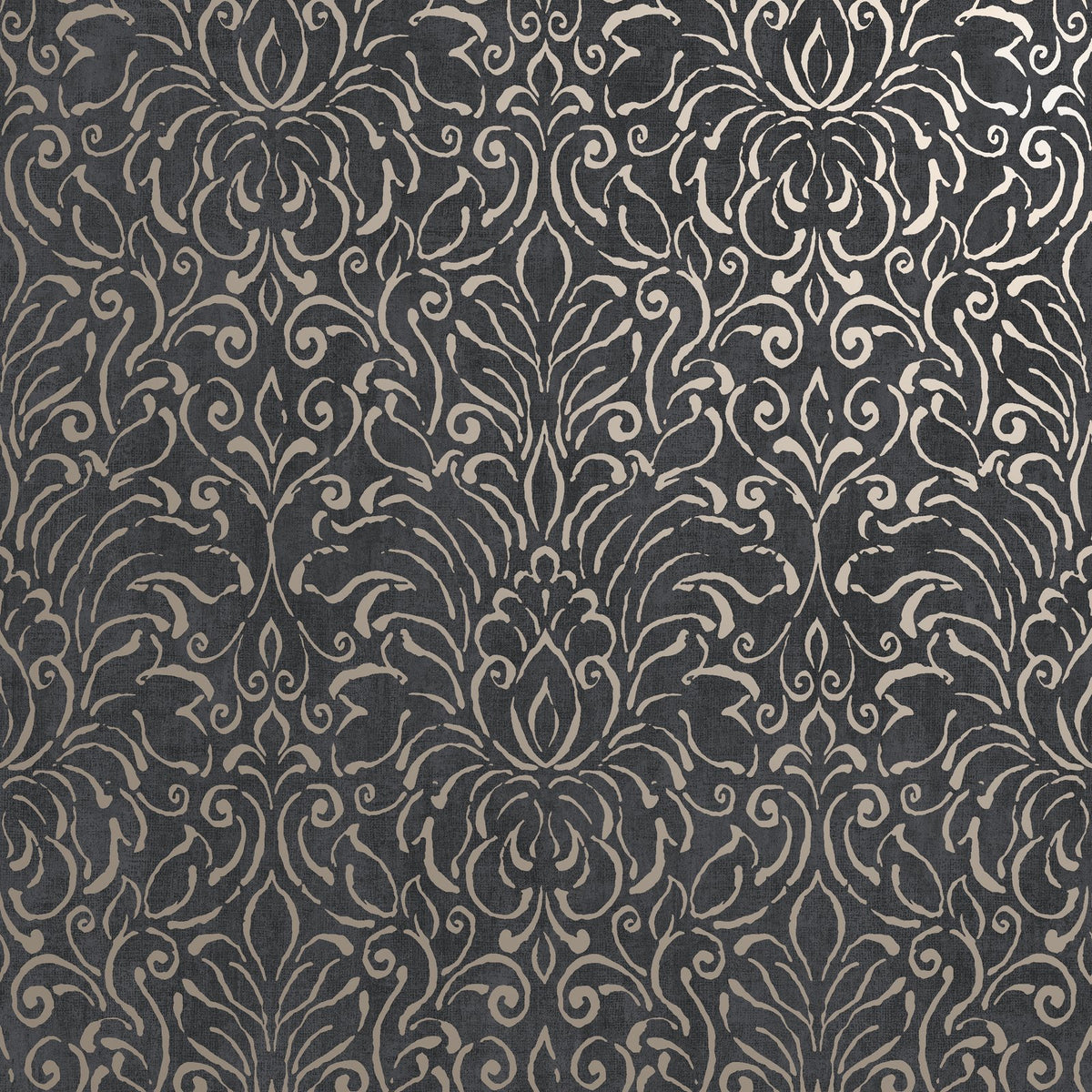 Damask Wallpaper in Black color - pattern number MX88005 - by Galerie in the Metallic FX 2 collection