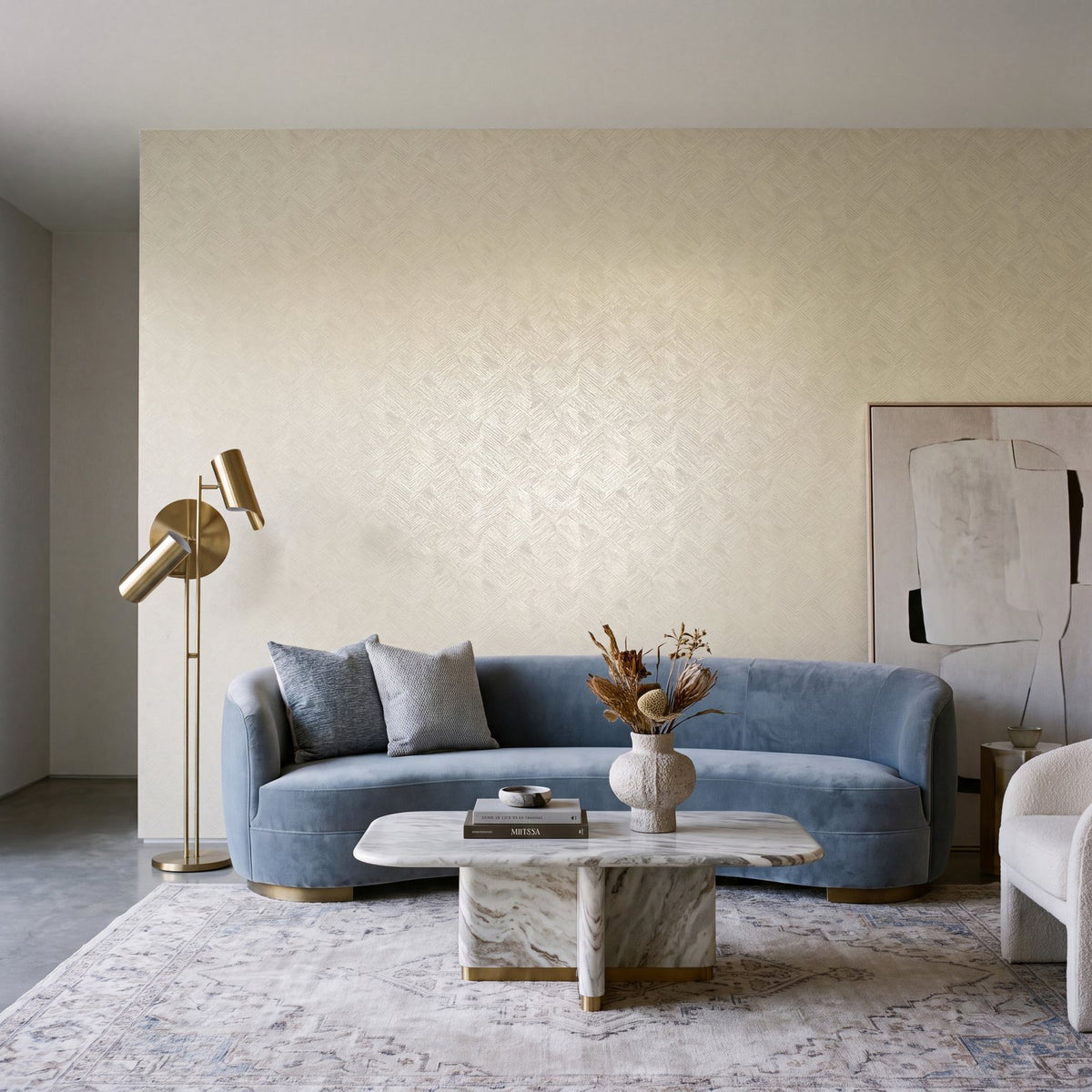 Stripe Geometric Wallpaper in Cream color - pattern number MX88022 - by Galerie in the Metallic FX 2 collection
