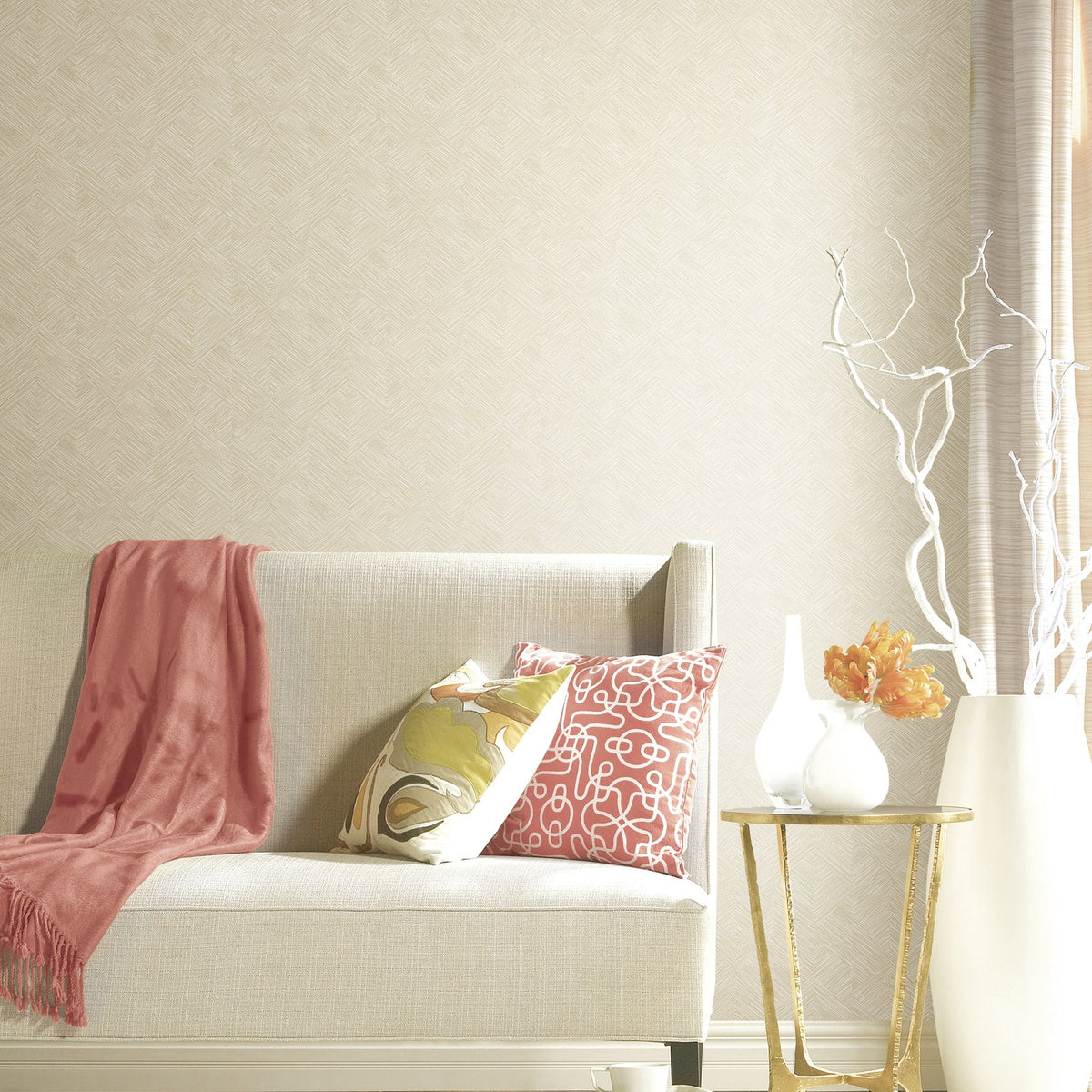 Stripe Geometric Wallpaper in Cream color - pattern number MX88022 - by Galerie in the Metallic FX 2 collection