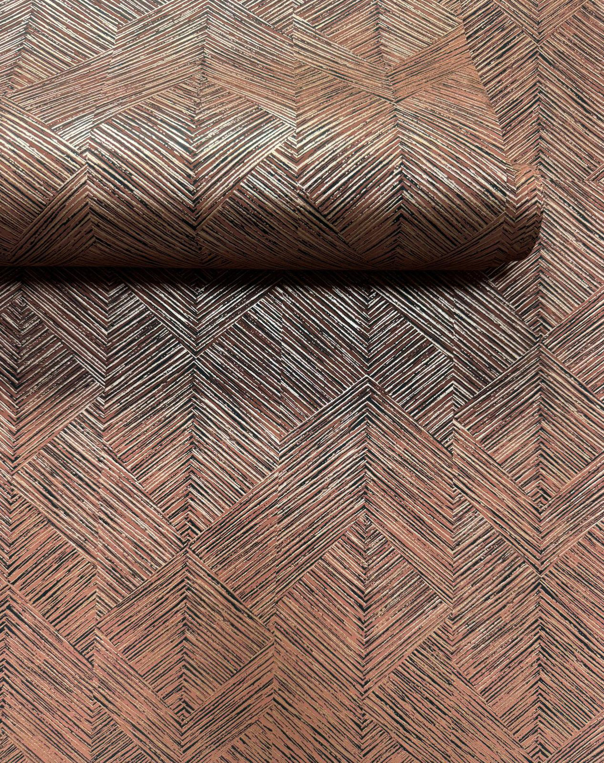 Stripe Geometric Wallpaper in Orange color - pattern number MX88025 - by Galerie in the Metallic FX 2 collection