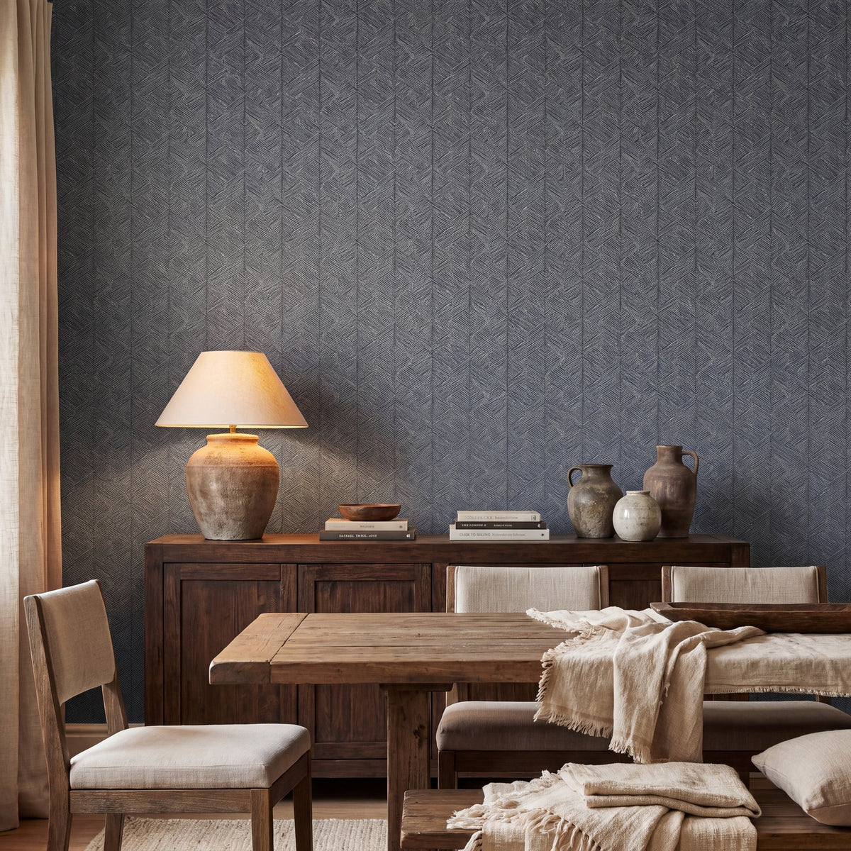 Stripe Geometric Wallpaper in Blue color - pattern number MX88026 - by Galerie in the Metallic FX 2 collection