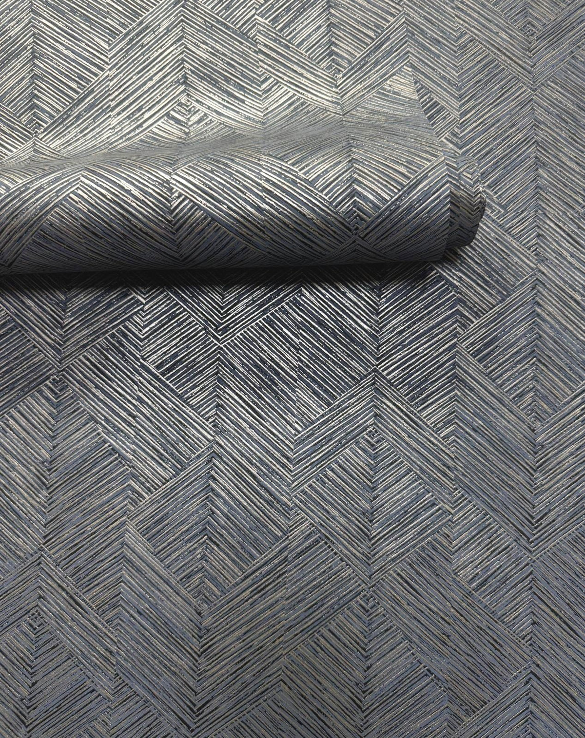 Stripe Geometric Wallpaper in Blue color - pattern number MX88026 - by Galerie in the Metallic FX 2 collection