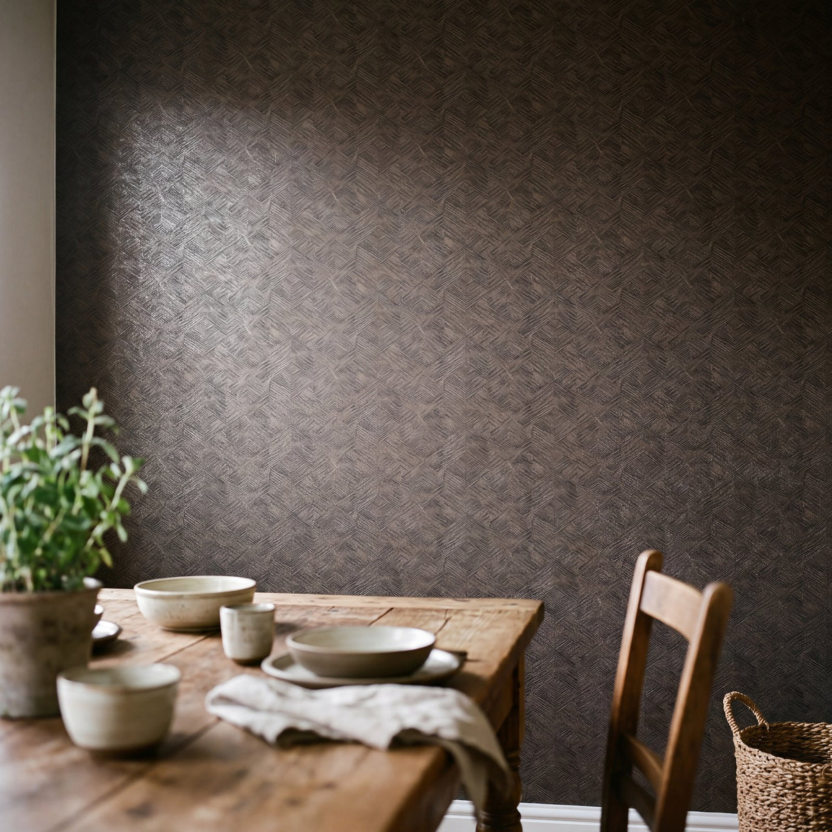 Stripe Geometric Wallpaper in Bronze Brown color - pattern number MX88027 - by Galerie in the Metallic FX 2 collection