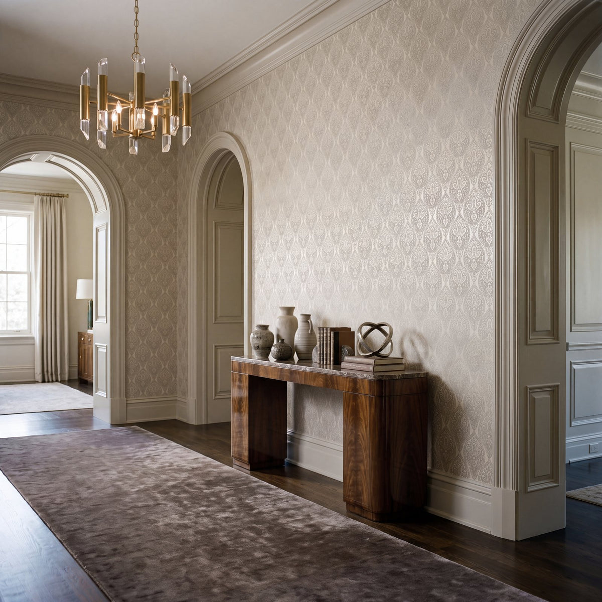 Damask Wallpaper in Cream color - pattern number MX88031 - by Galerie in the Metallic FX 2 collection