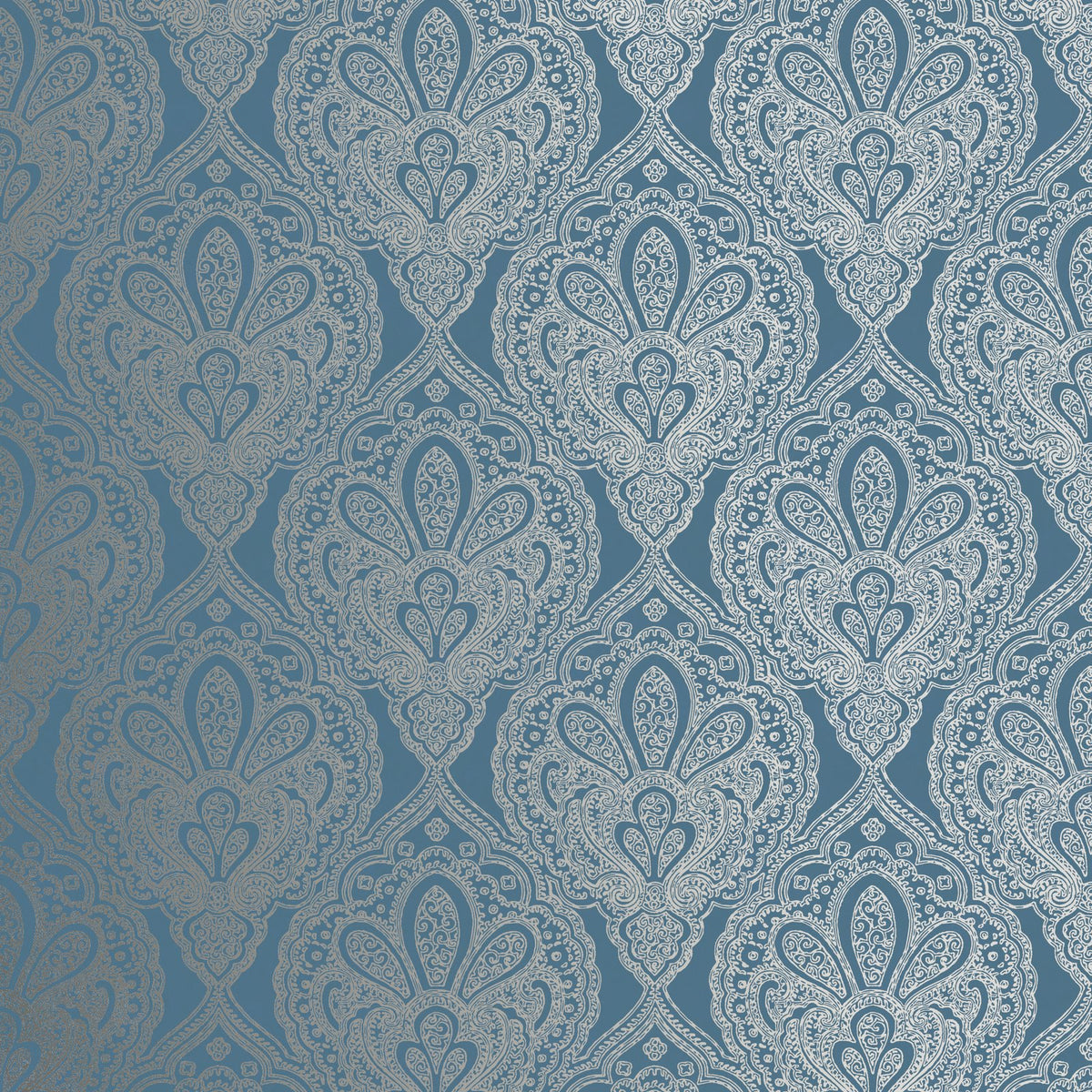 Damask Wallpaper in Blue color - pattern number MX88034 - by Galerie in the Metallic FX 2 collection