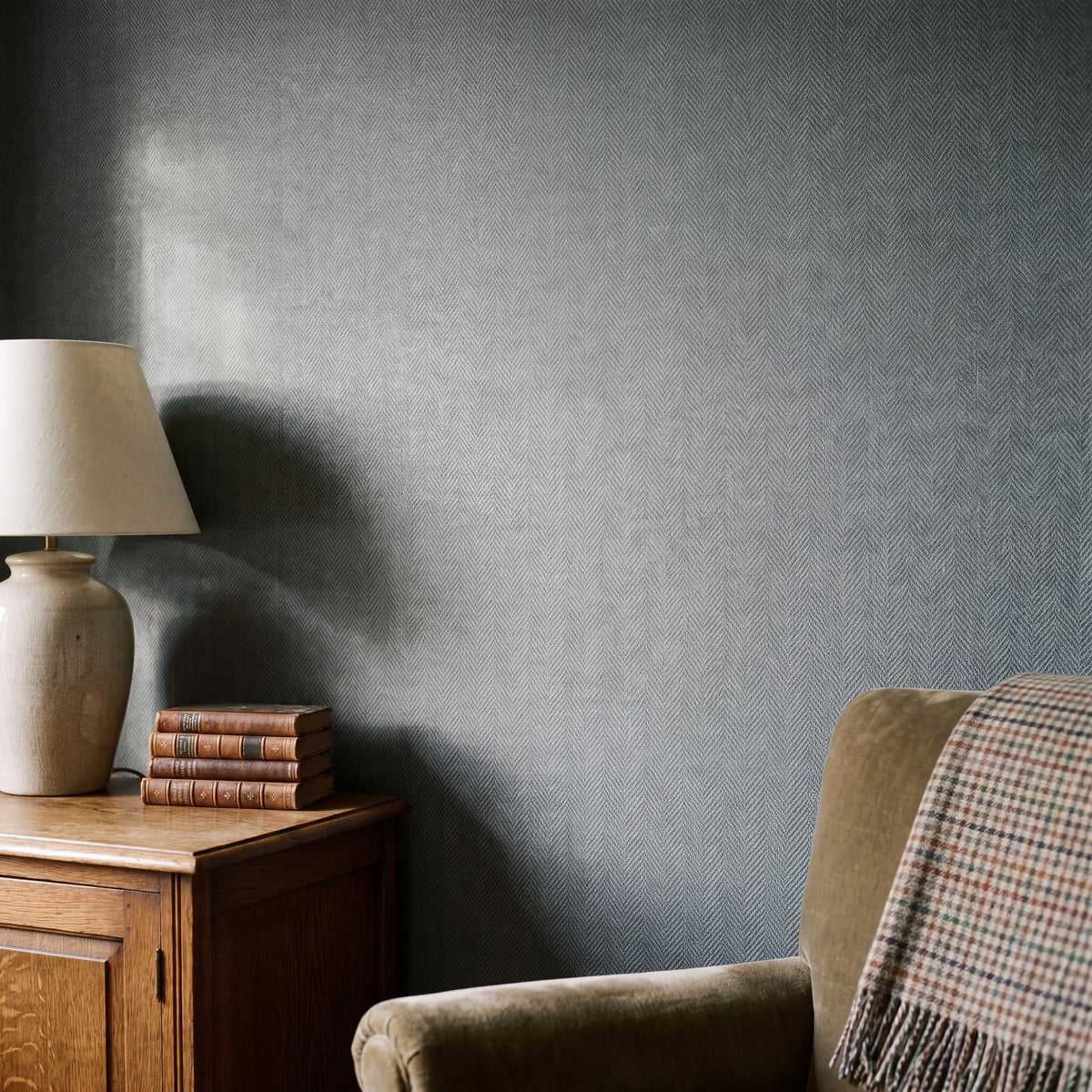 Chevron Wallpaper in Blue color - pattern number MX88057 - by Galerie in the Metallic FX 2 collection