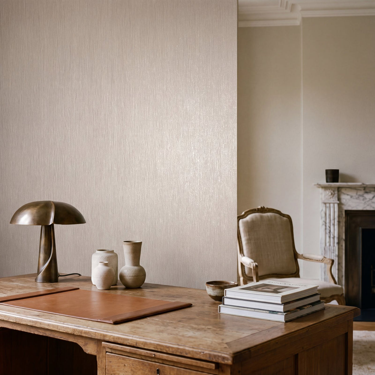 Shimmer Stripe Wallpaper in Beige color - pattern number MX88061 - by Galerie in the Metallic FX 2 collection
