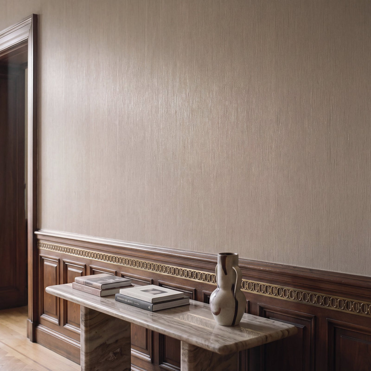 Shimmer Stripe Wallpaper in Beige color - pattern number MX88062 - by Galerie in the Metallic FX 2 collection