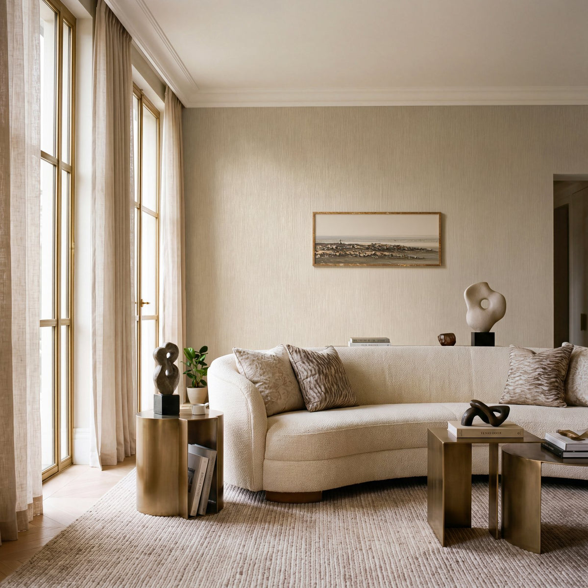 Shimmer Stripe Wallpaper in Beige color - pattern number MX88063 - by Galerie in the Metallic FX 2 collection