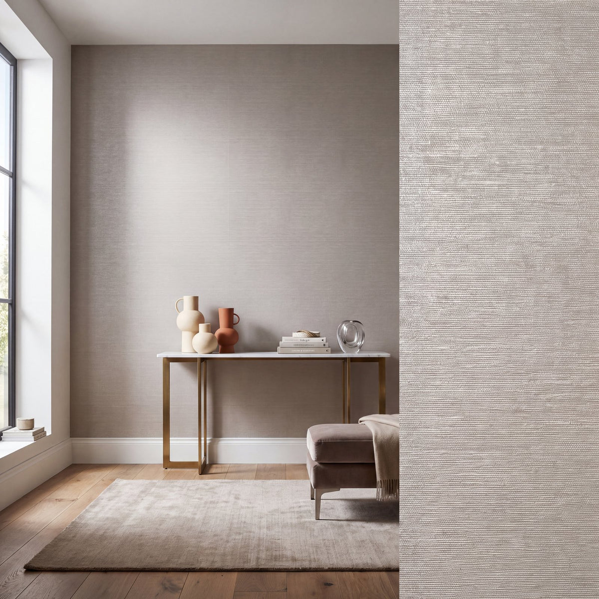 Horizontal Stripe Wallpaper in Beige color - pattern number MX88073 - by Galerie in the Metallic FX 2 collection