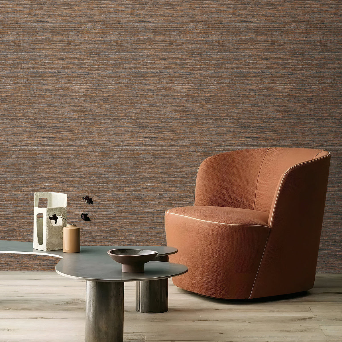 Horizontal Stripe Wallpaper in Bronze Brown color - pattern number MX88074 - by Galerie in the Metallic FX 2 collection