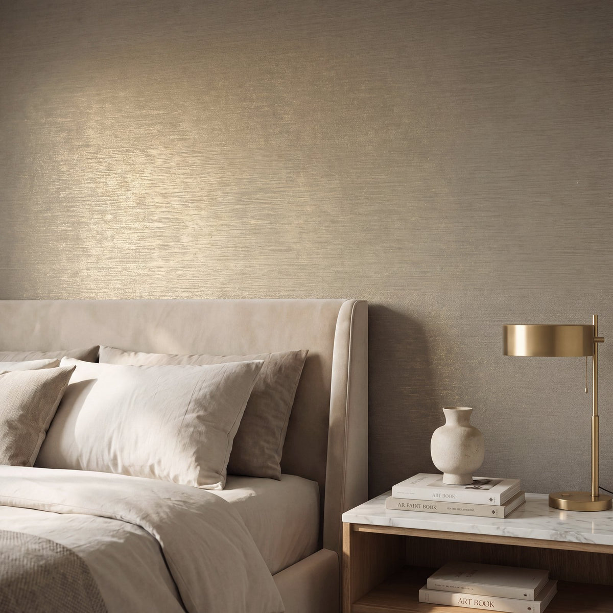 Horizontal Stripe Wallpaper in Bronze Brown color - pattern number MX88075 - by Galerie in the Metallic FX 2 collection