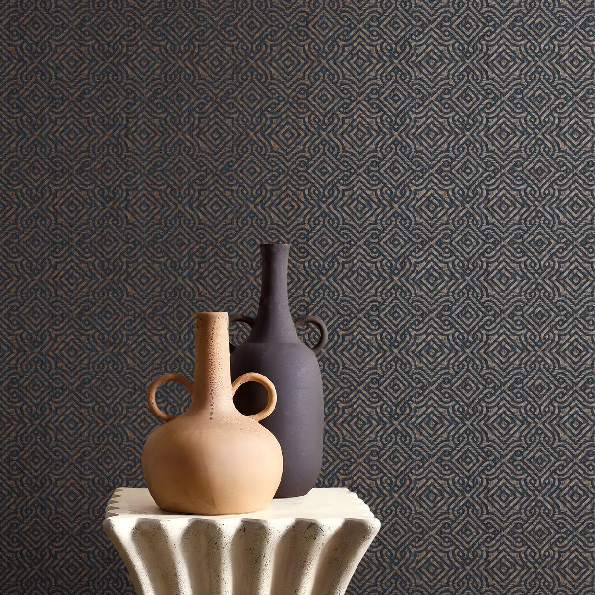 Square Geometric Wallpaper in Blue color - pattern number MX88083 - by Galerie in the Metallic FX 2 collection