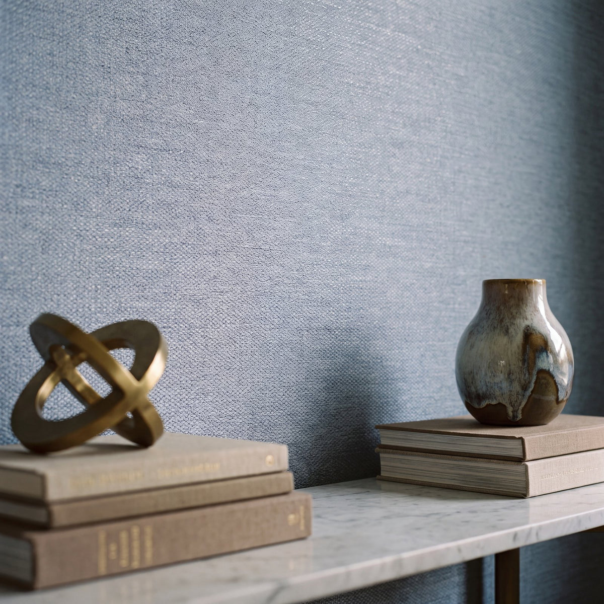 Woven Texture Wallpaper in Blue color - pattern number NT98025 - by Galerie in the New Touch collection