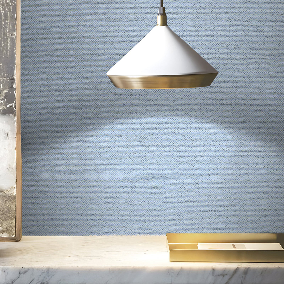 Woven Texture Wallpaper in Blue color - pattern number NT98025 - by Galerie in the New Touch collection