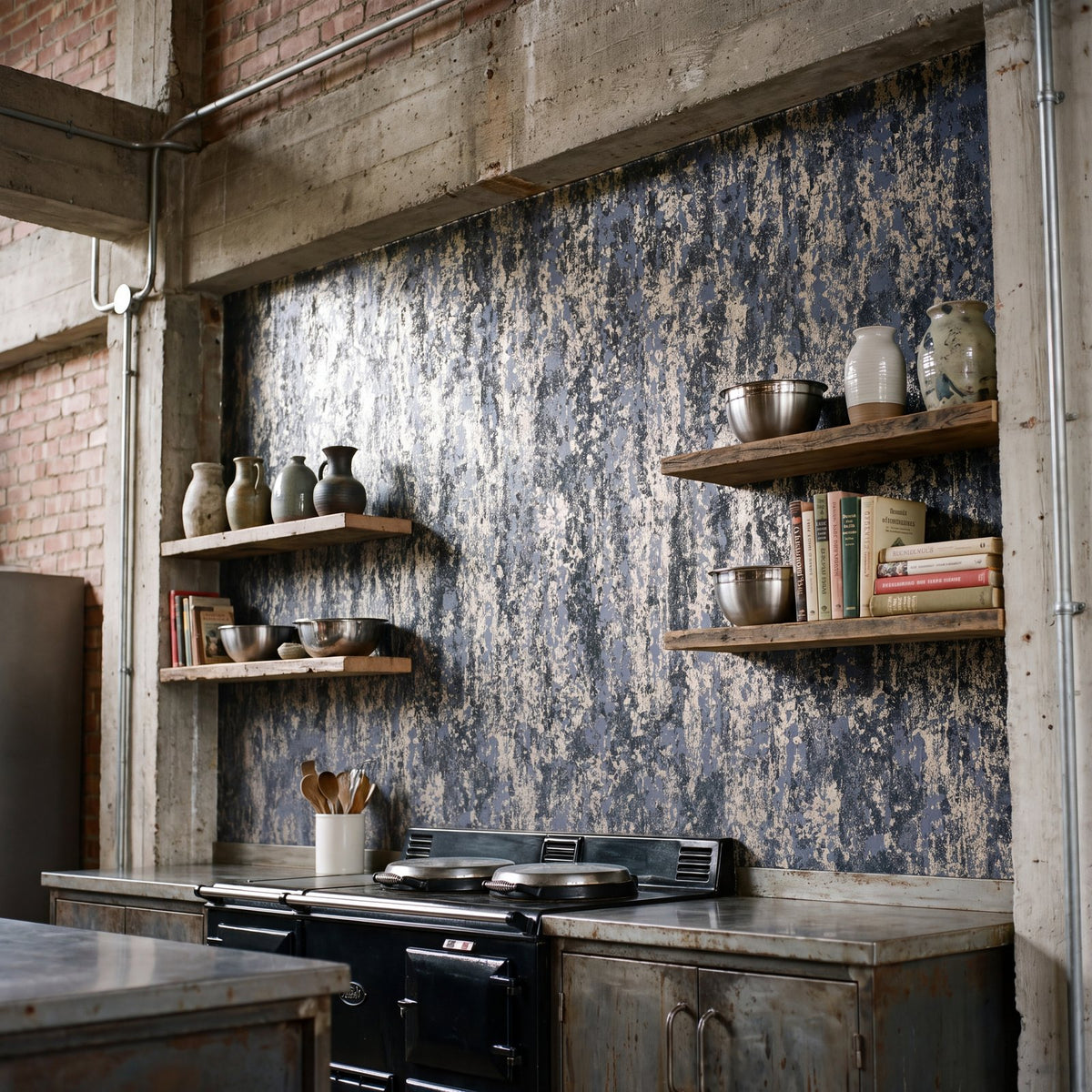 Patina Wallpaper in Blue color - pattern number NT98047 - by Galerie in the New Touch collection